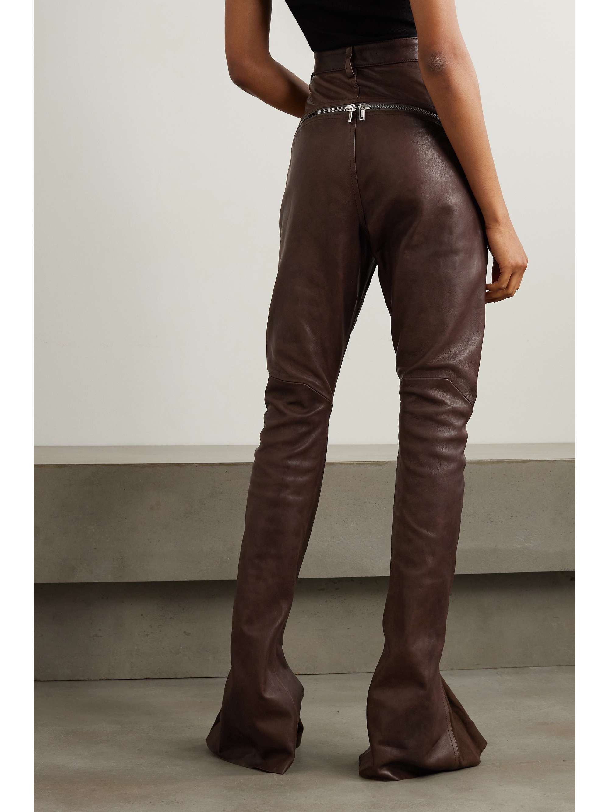 RICK OWENS Bolan Banana cotton-paneled leather flared pants