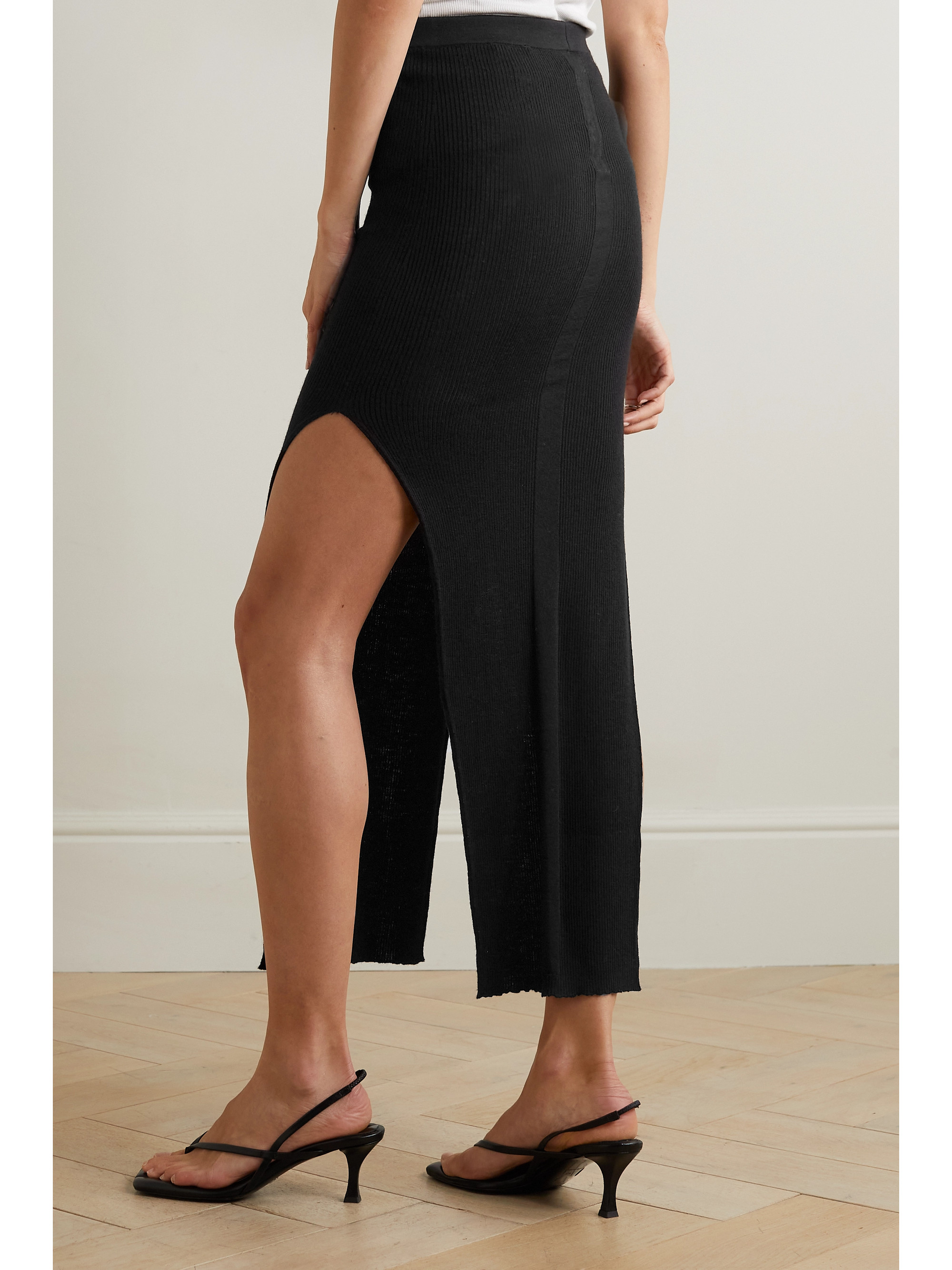 Rick Owens Sacri ribbed wool-blend midi skirt