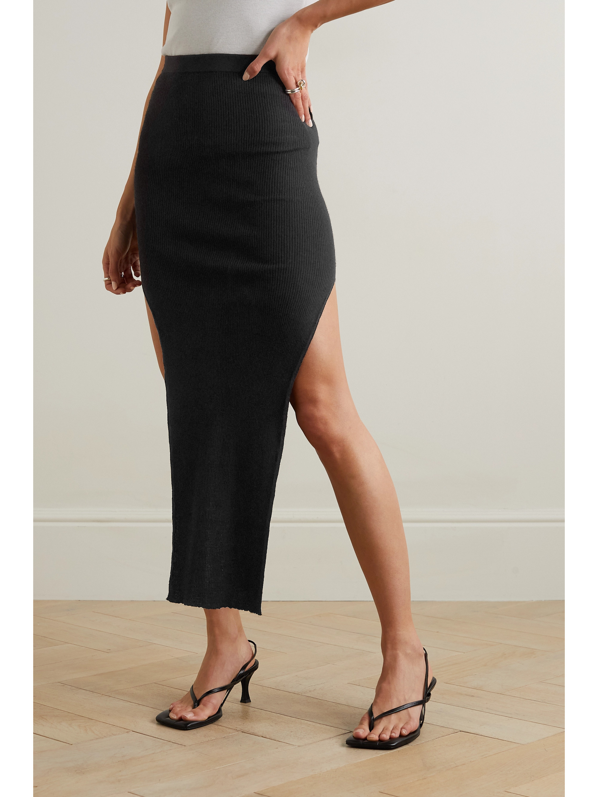 Rick Owens Sacri ribbed wool-blend midi skirt