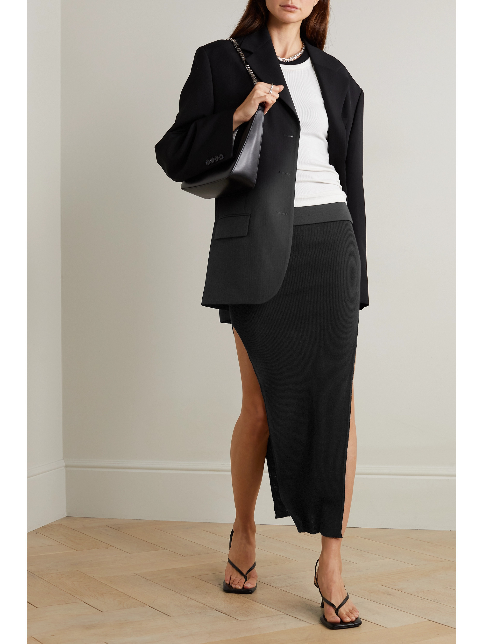Rick Owens Sacri ribbed wool-blend midi skirt
