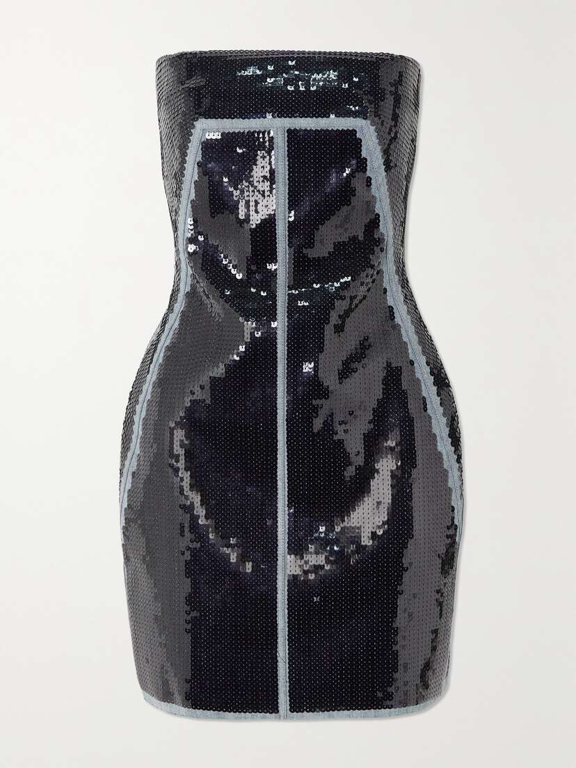 Rick Owens Sequined Stretch-denim Mini Dress