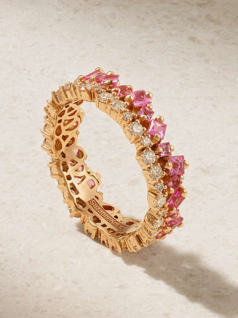 Suzanne Kalan Eternity 18-karat Rose Gold, Sapphire And Diamond Ring
