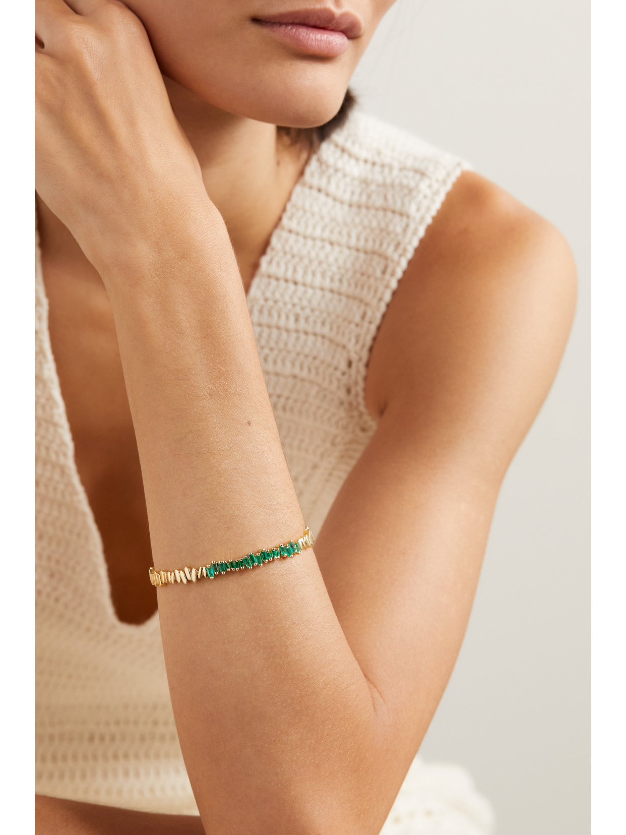 Shop Suzanne Kalan 18-karat Gold Emerald Bracelet