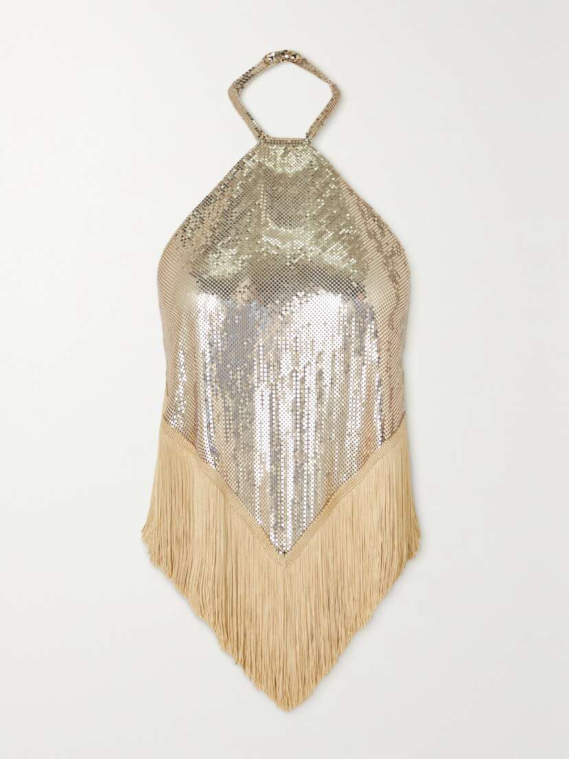 Rabanne Fringed Chainmail Halterneck Top