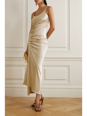 Rabanne Embellished glittered stretch-crepe maxi dress