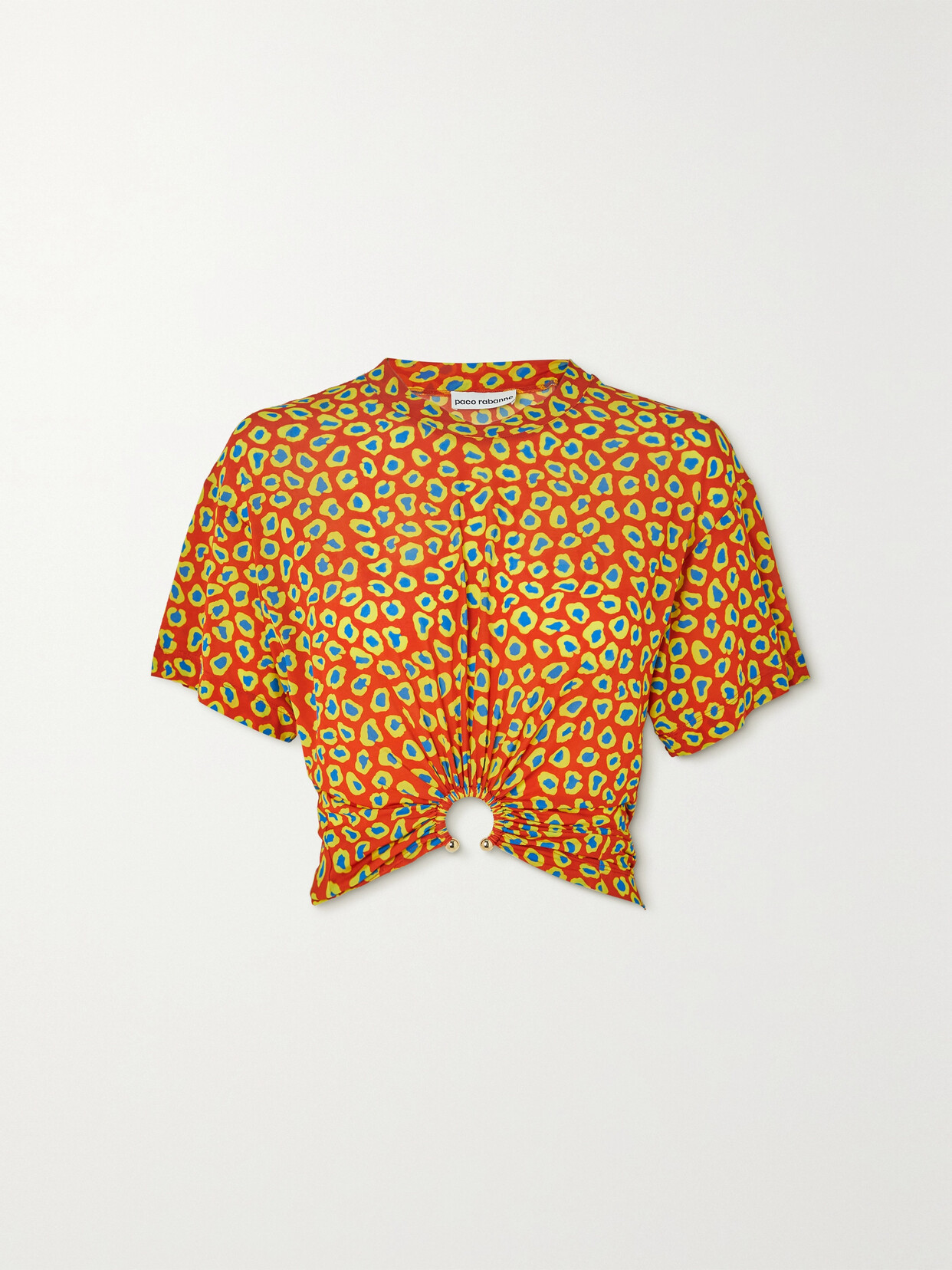 Rabanne Embellished Leopard-print Stretch-jersey T-shirt - Yellow