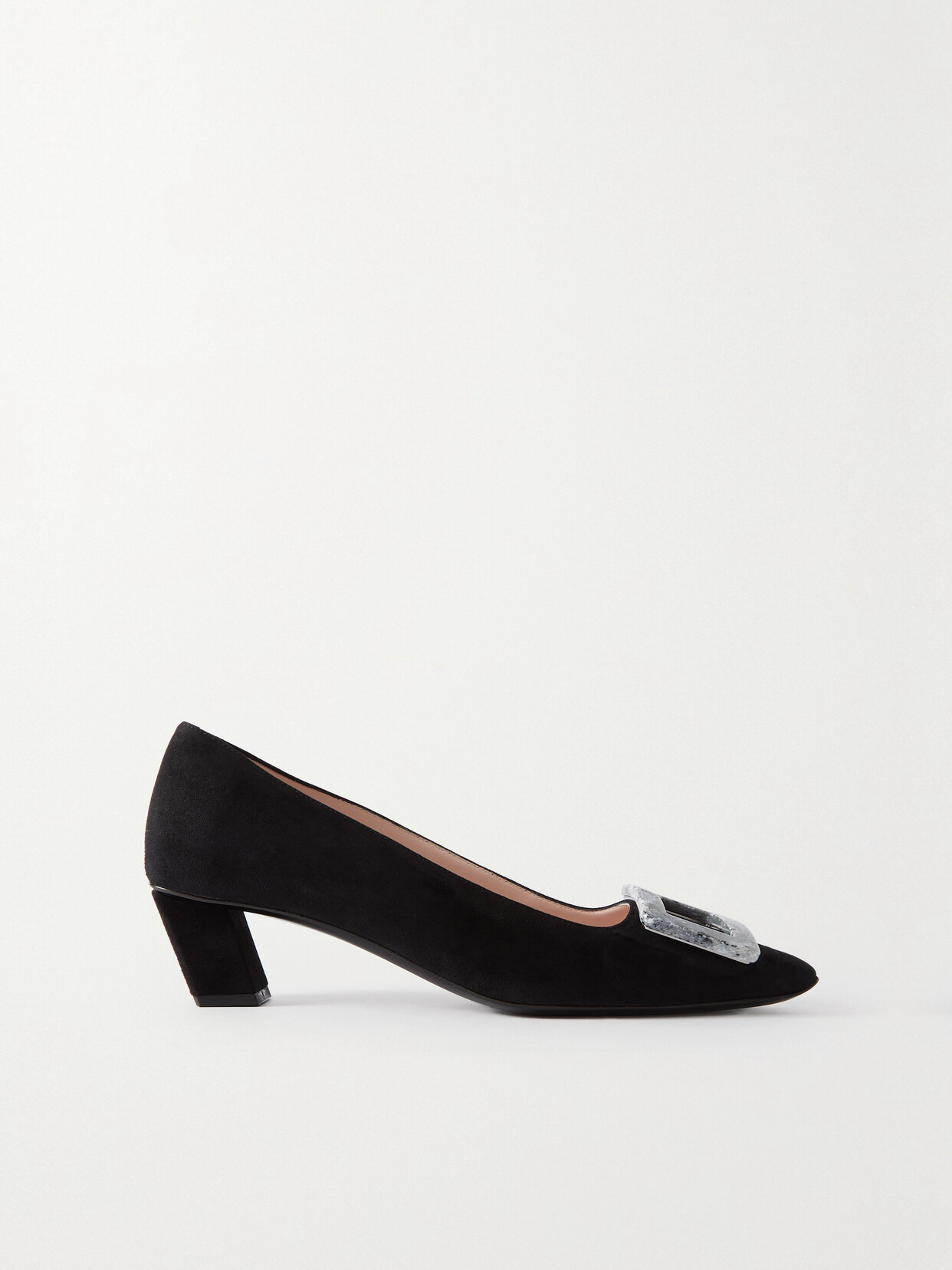 Shop Roger Vivier Belle Vivier Embellished Suede Pumps In Black