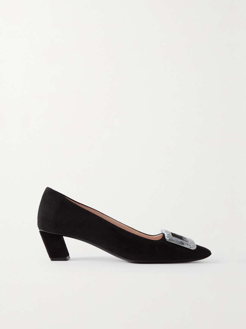 Roger Vivier Belle Vivier 45 Embellished Suede Pumps