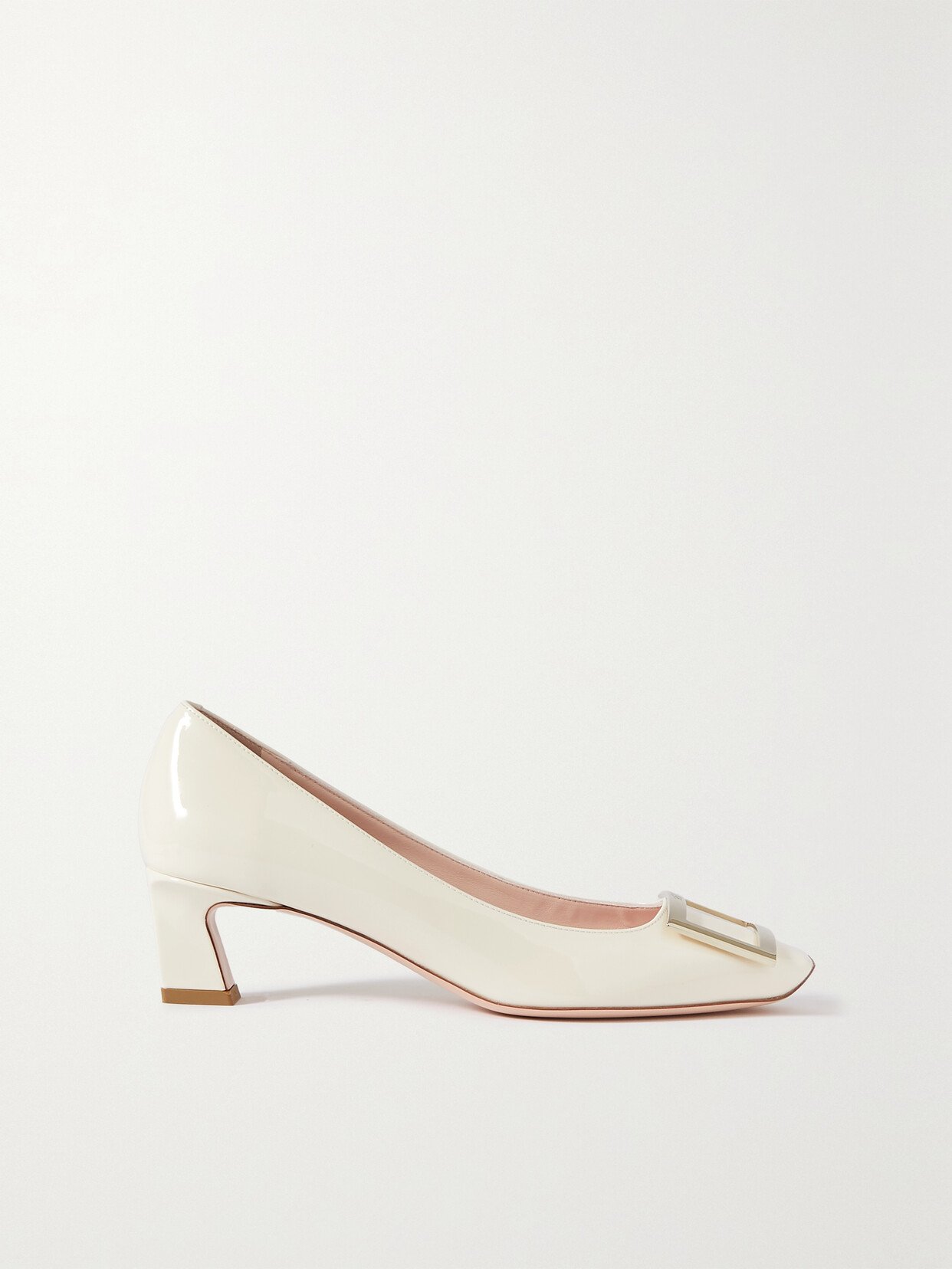 Roger Vivier Decollete Trompette Patent-leather Pumps In Off-white