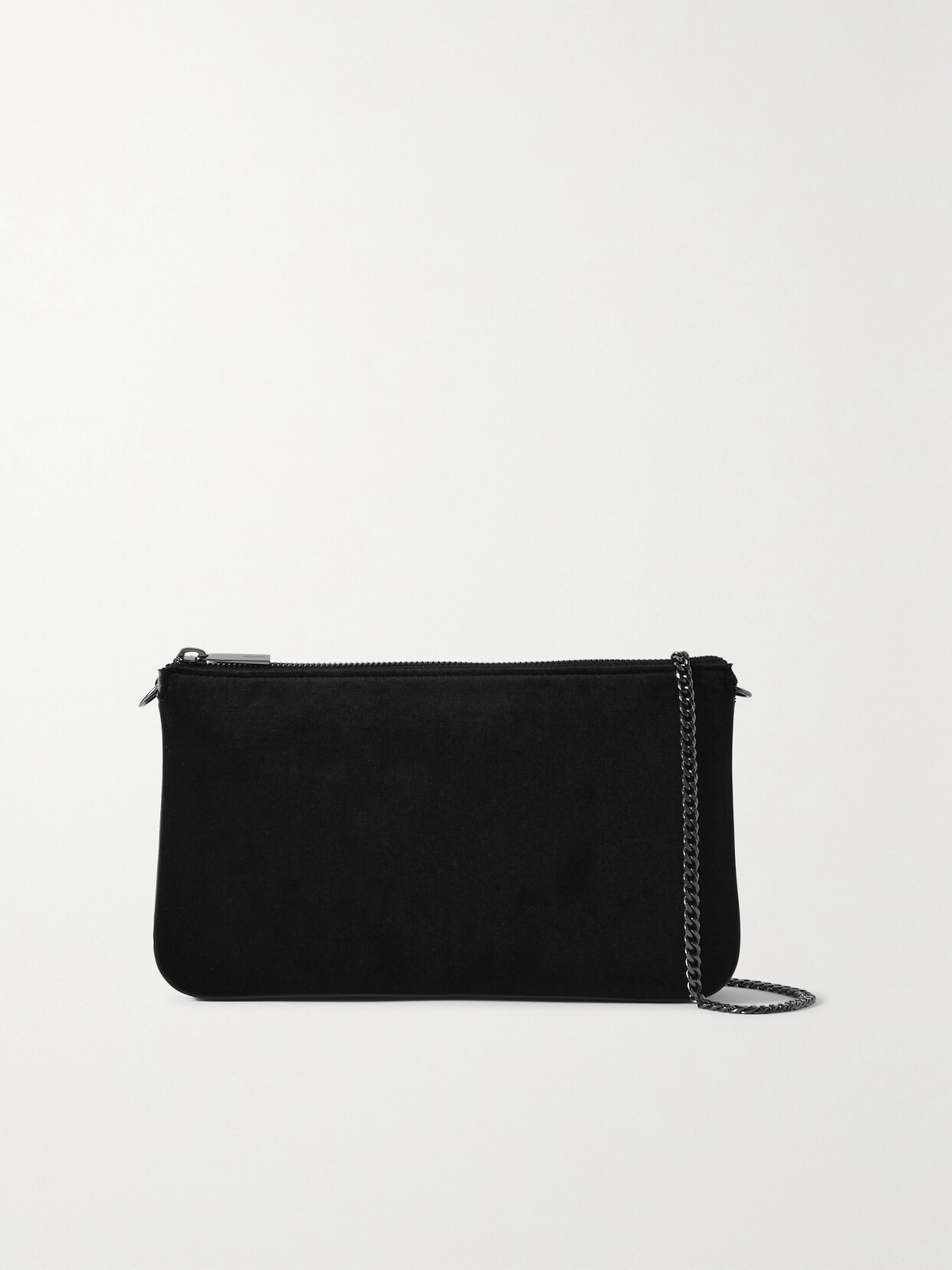 Christian Louboutin Loubila Debossed Leather-trimmed Velvet Clutch In Black