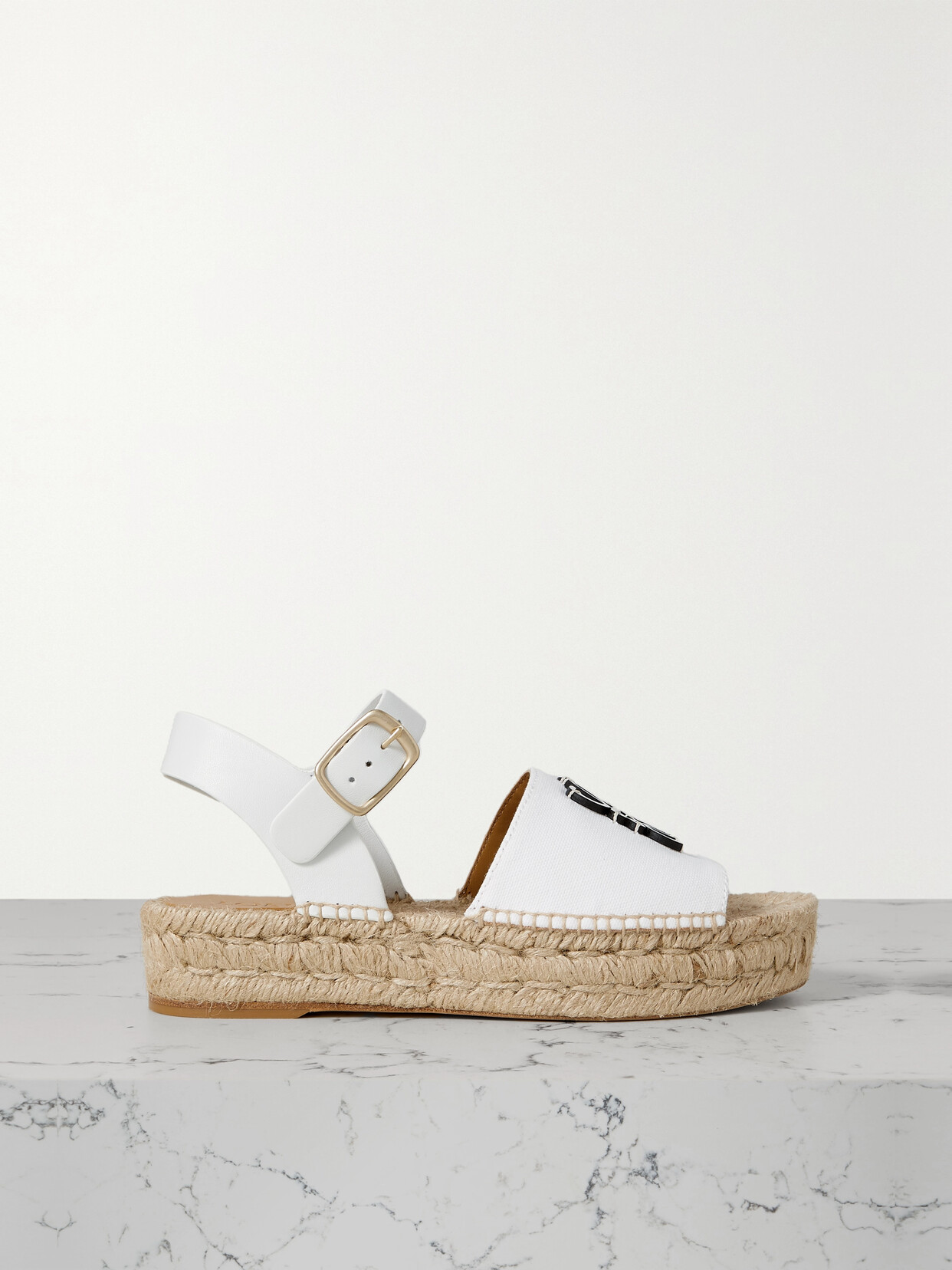 Loewe - + Paula's Ibiza Anagram Leather And Canvas Espadrille Sandals - White