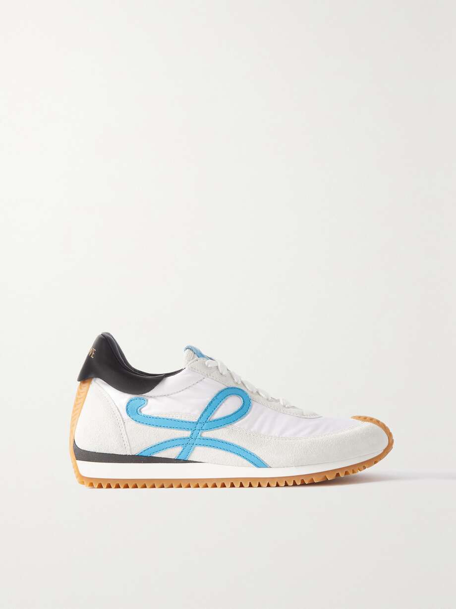 net-a-porter.com | Paula's Ibiza Flow Runner suede and leather-trimmed mesh sneakers