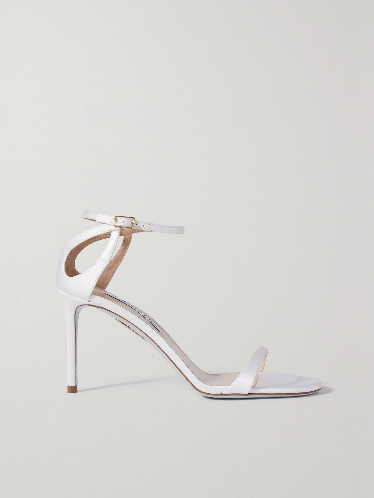 Aquazzura Joy 85 Cutout Satin Sandals In White