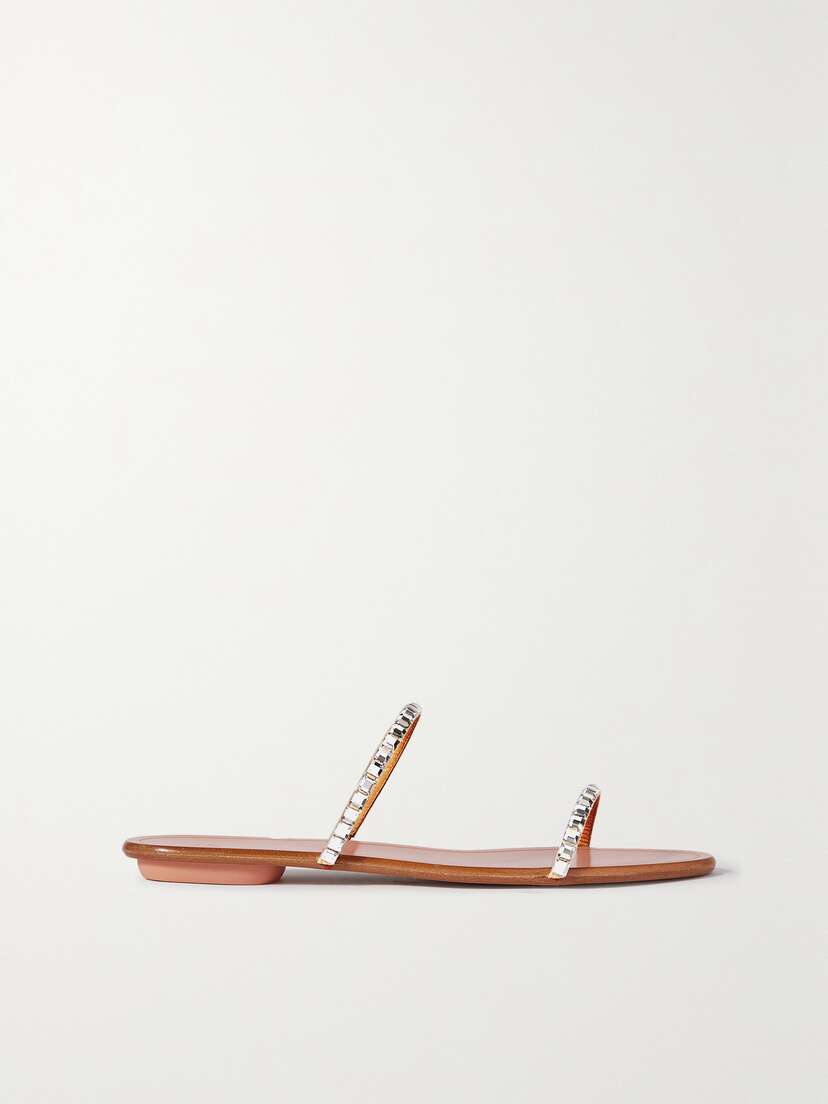 Aquazzura Midnight Embellished Leather Slides