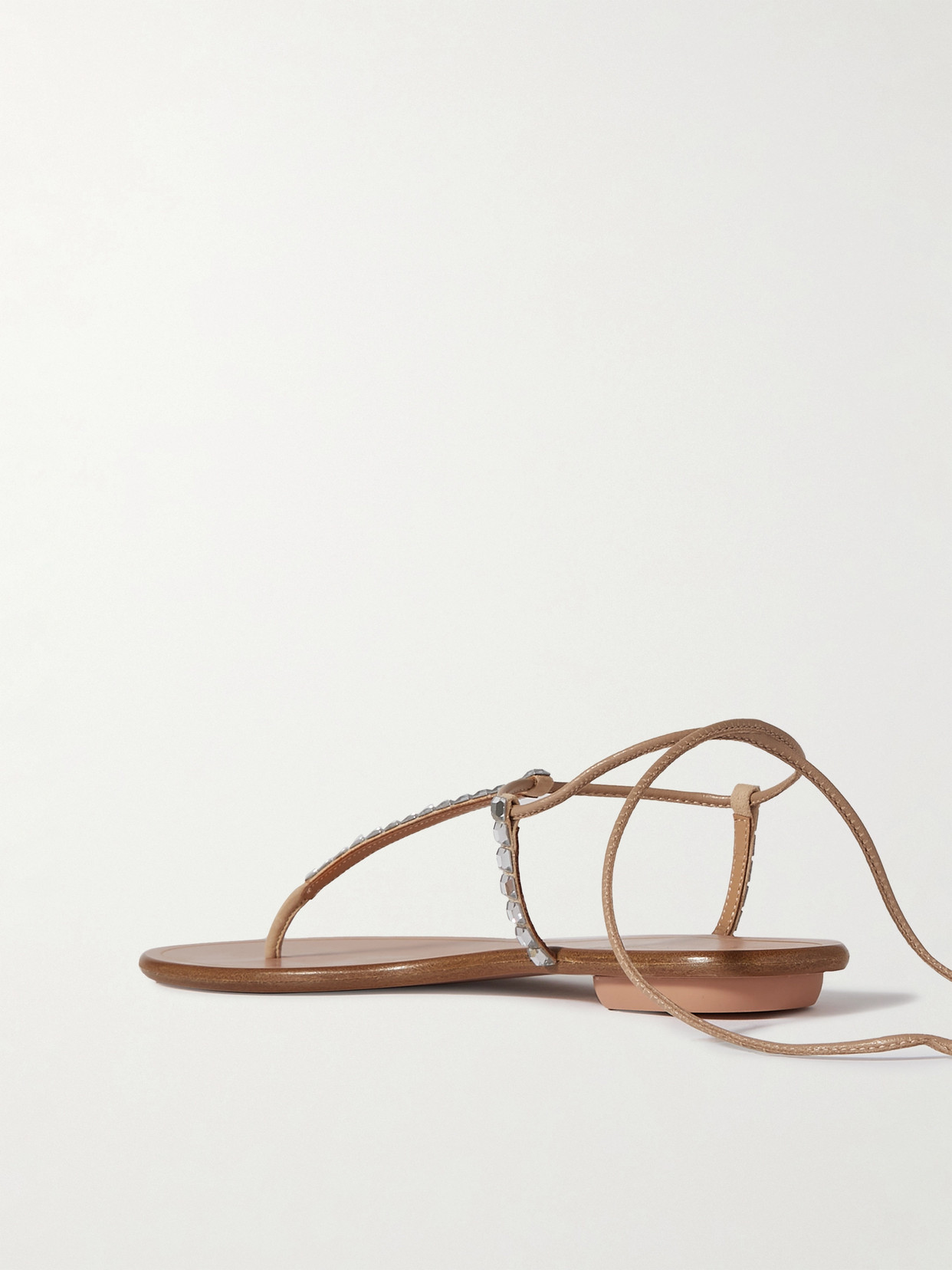 Aquazzura Midnight Embellished Glossed-leather Sandals In Neutrals