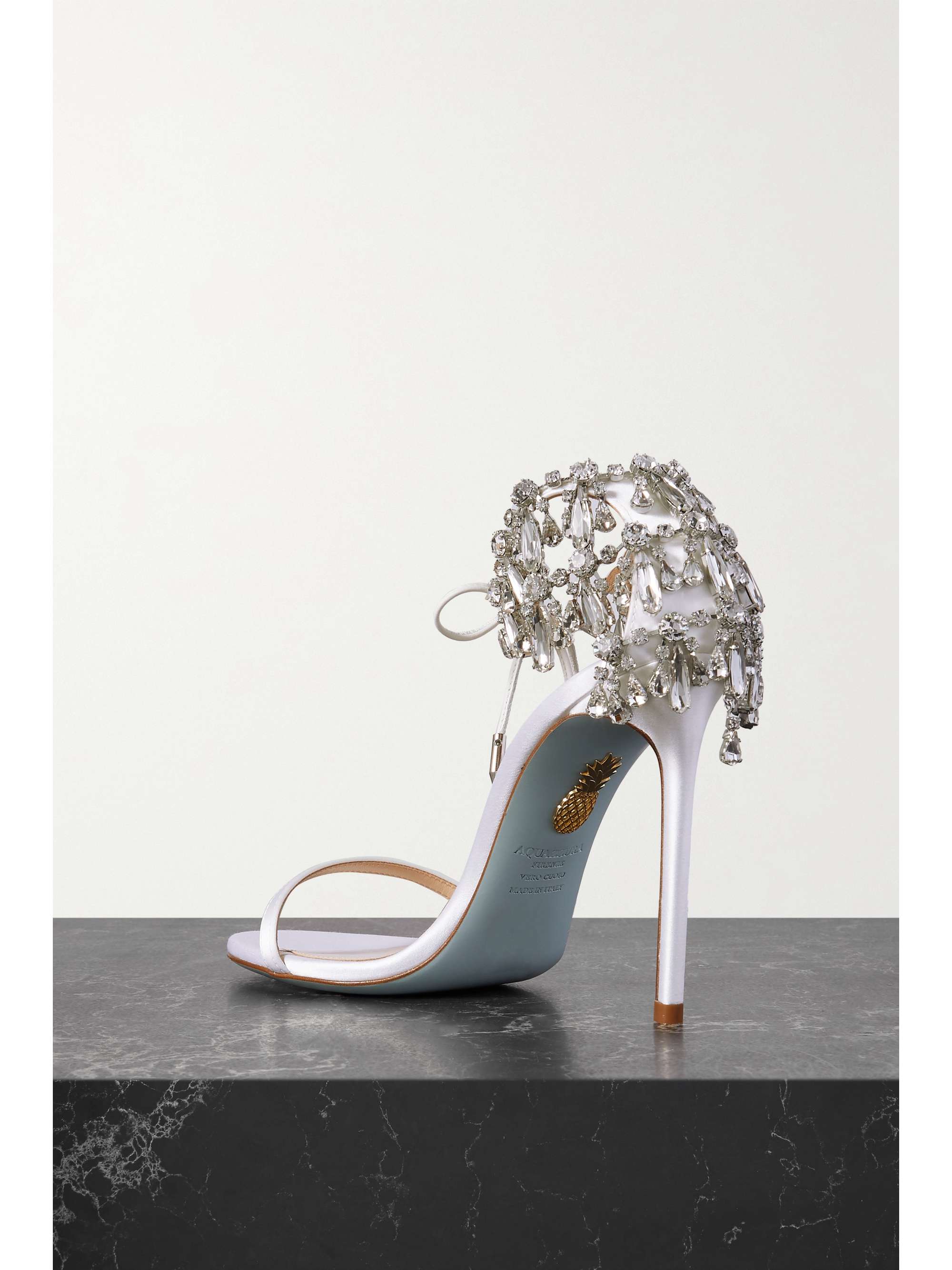 AQUAZZURA Moonwalk 105 crystal-embellished satin sandals