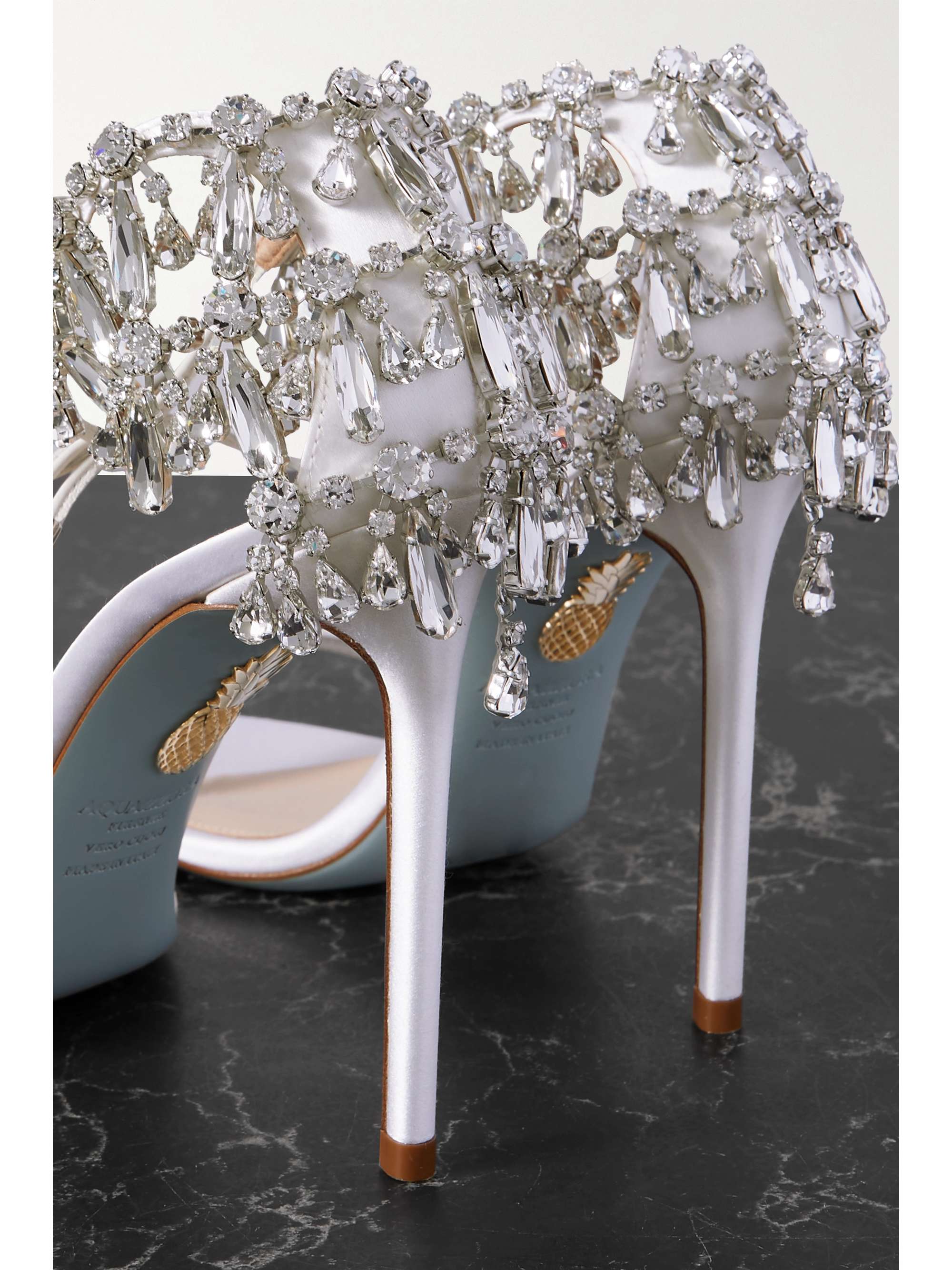 AQUAZZURA Moonwalk 105 crystal-embellished satin sandals