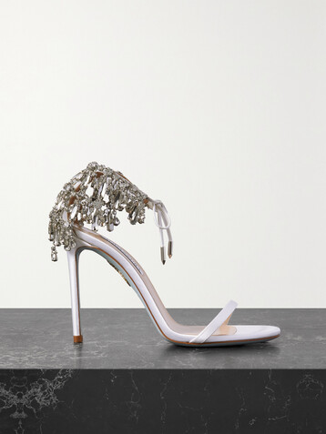 AQUAZZURA Moonwalk 105 crystal-embellished satin sandals