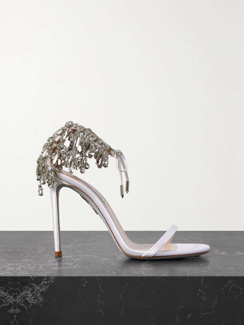 Aquazzura Moonwalk 105 Crystal-embellished Satin Sandals
