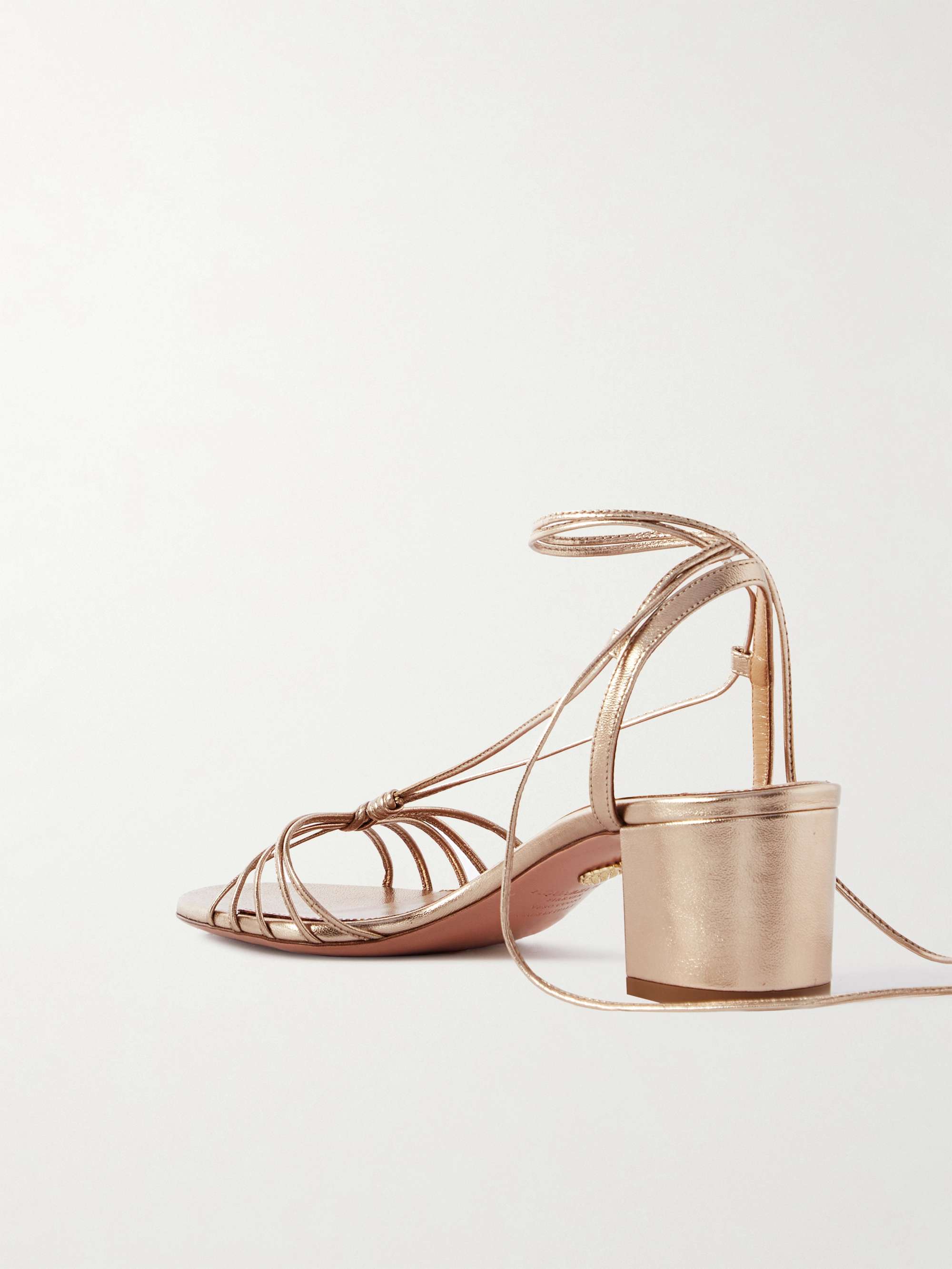 AQUAZZURA Whisper 50 metallic leather sandals