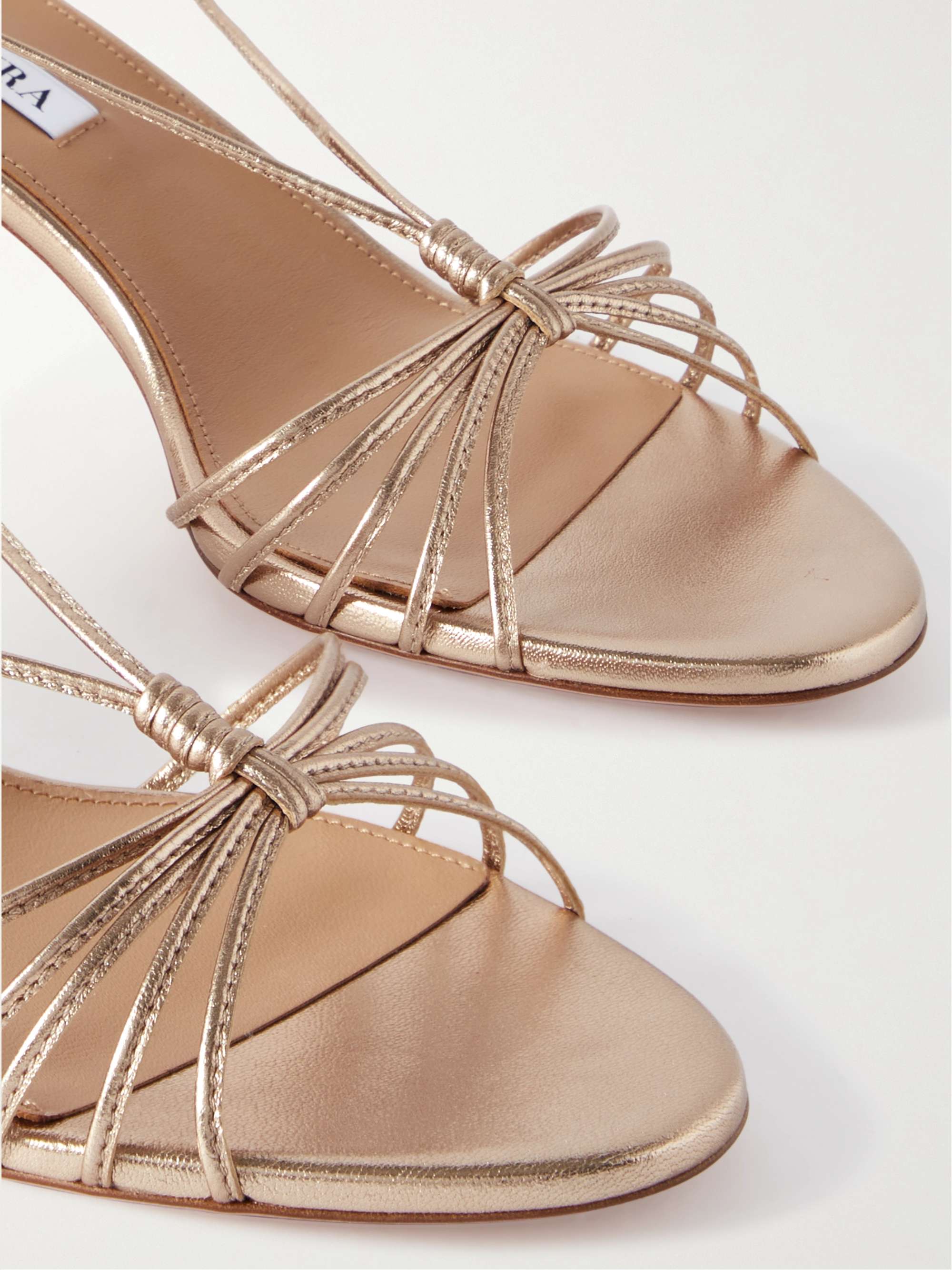 AQUAZZURA Whisper 50 metallic leather sandals