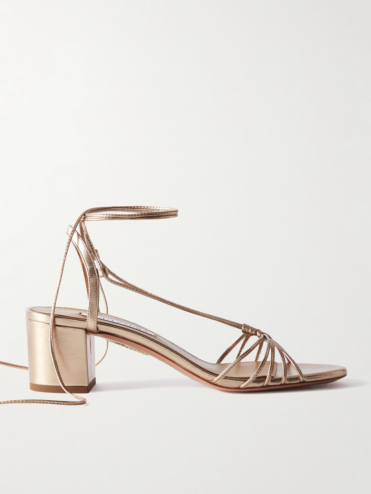 Aquazzura - Whisper 50 Metallic Leather Sandals - IT35