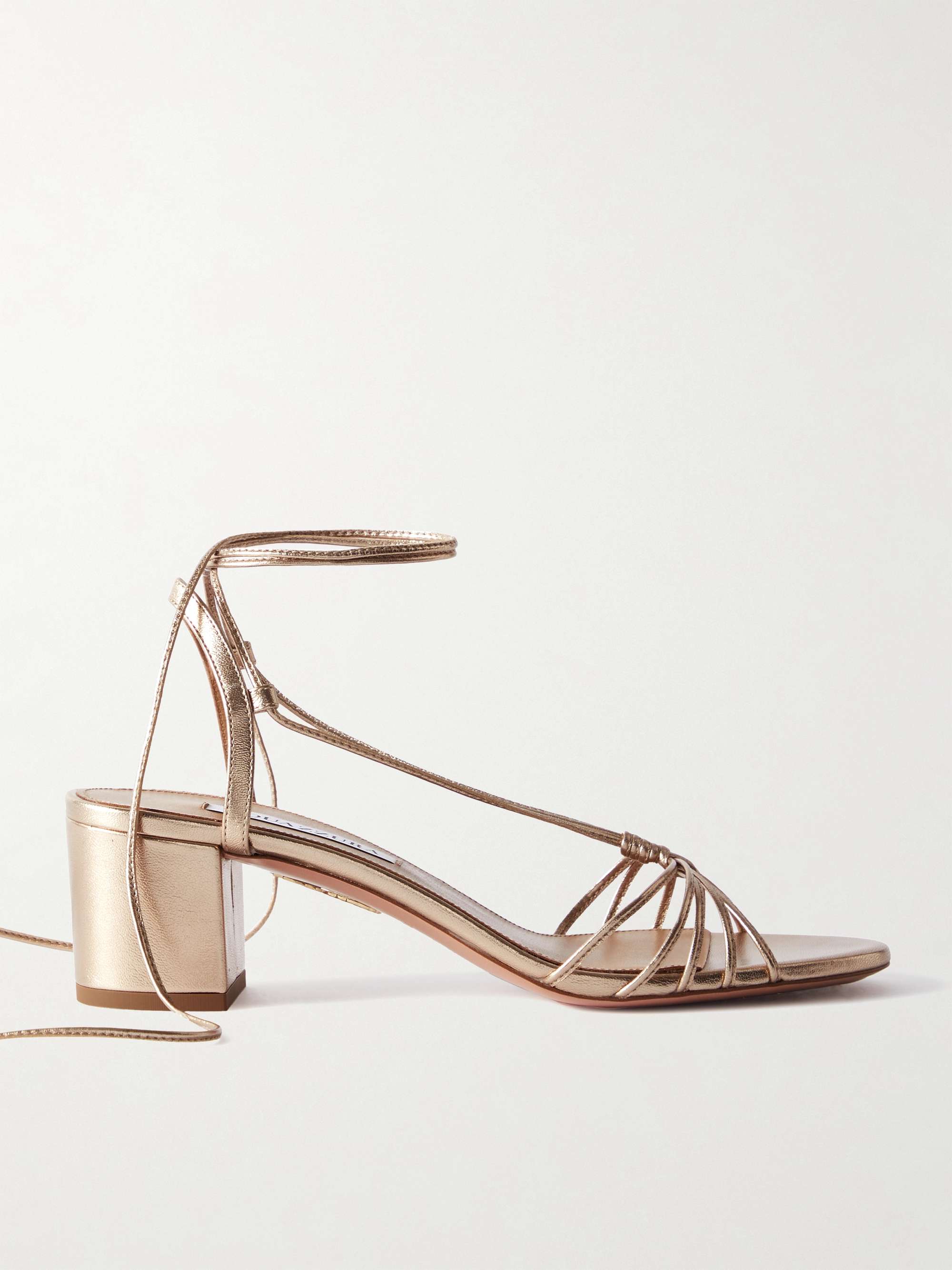 AQUAZZURA Whisper 50 metallic leather sandals | NET-A-PORTER