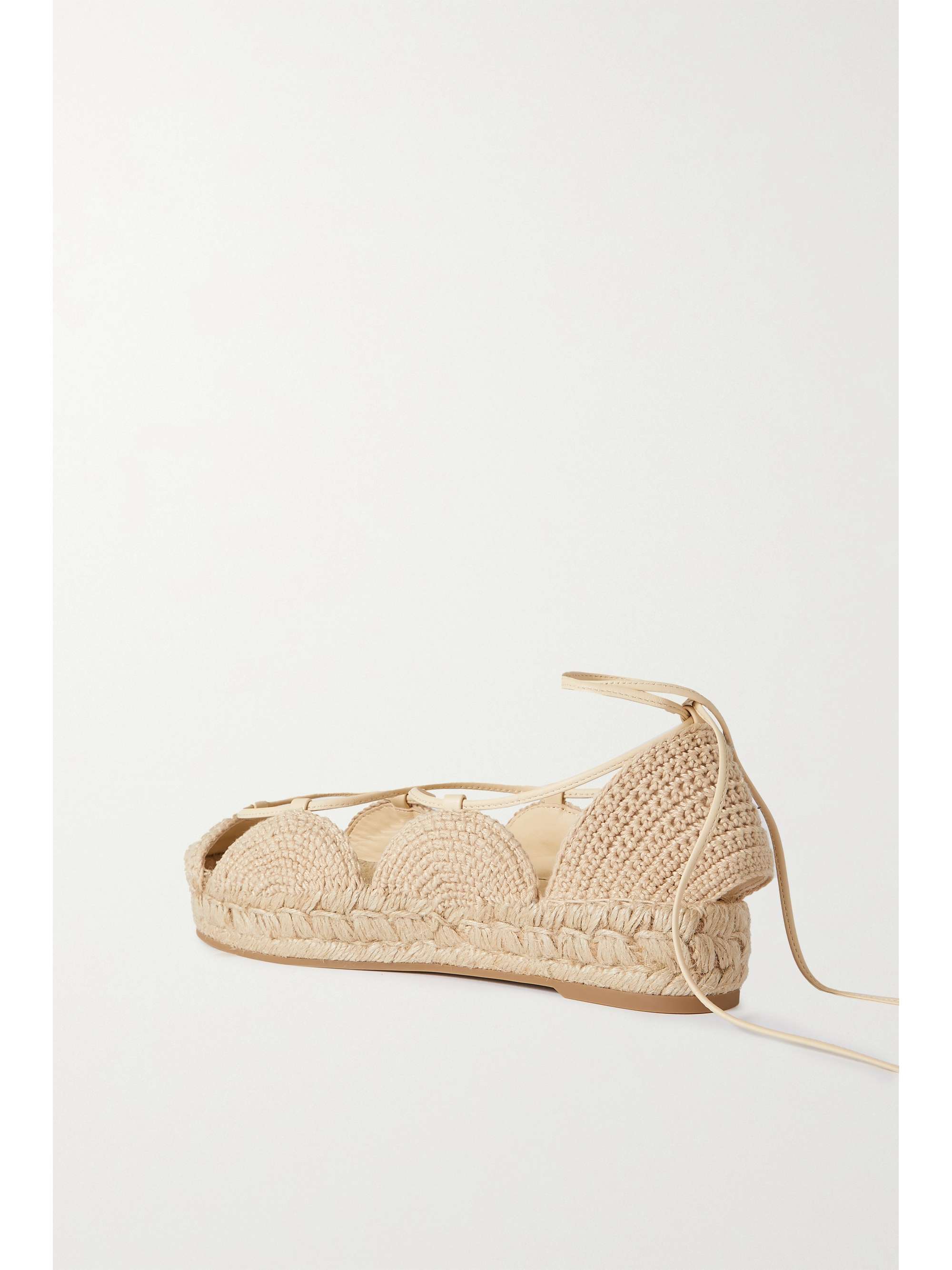 LOEWE + Paula's Ibiza Solar leather-trimmed woven jute espadrille sandals