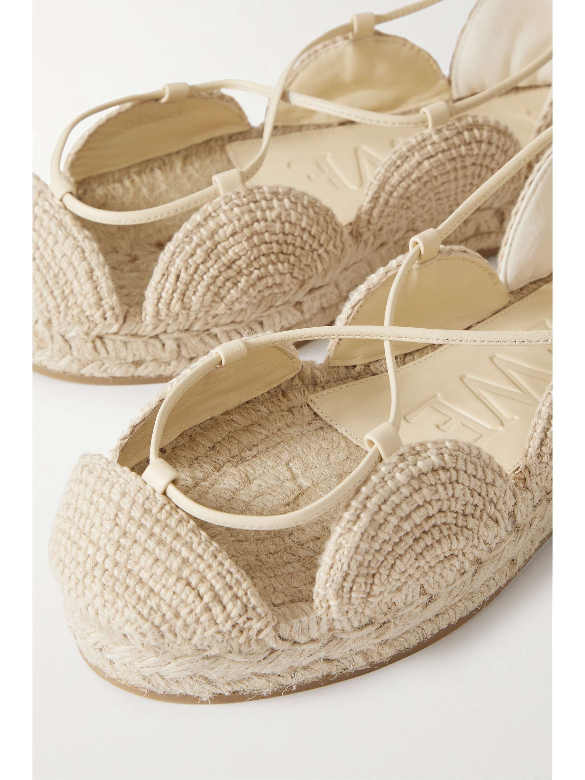 LOEWE + Paula's Ibiza Solar leather-trimmed woven jute espadrille sandals