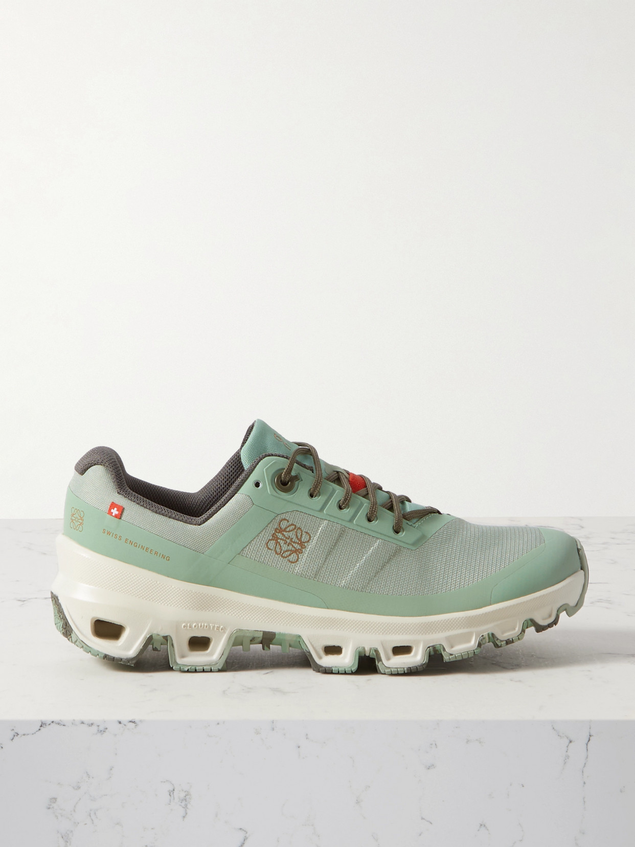 Shop Loewe + On Cloudventure Recycled-canvas And Mesh Sneakers In Green