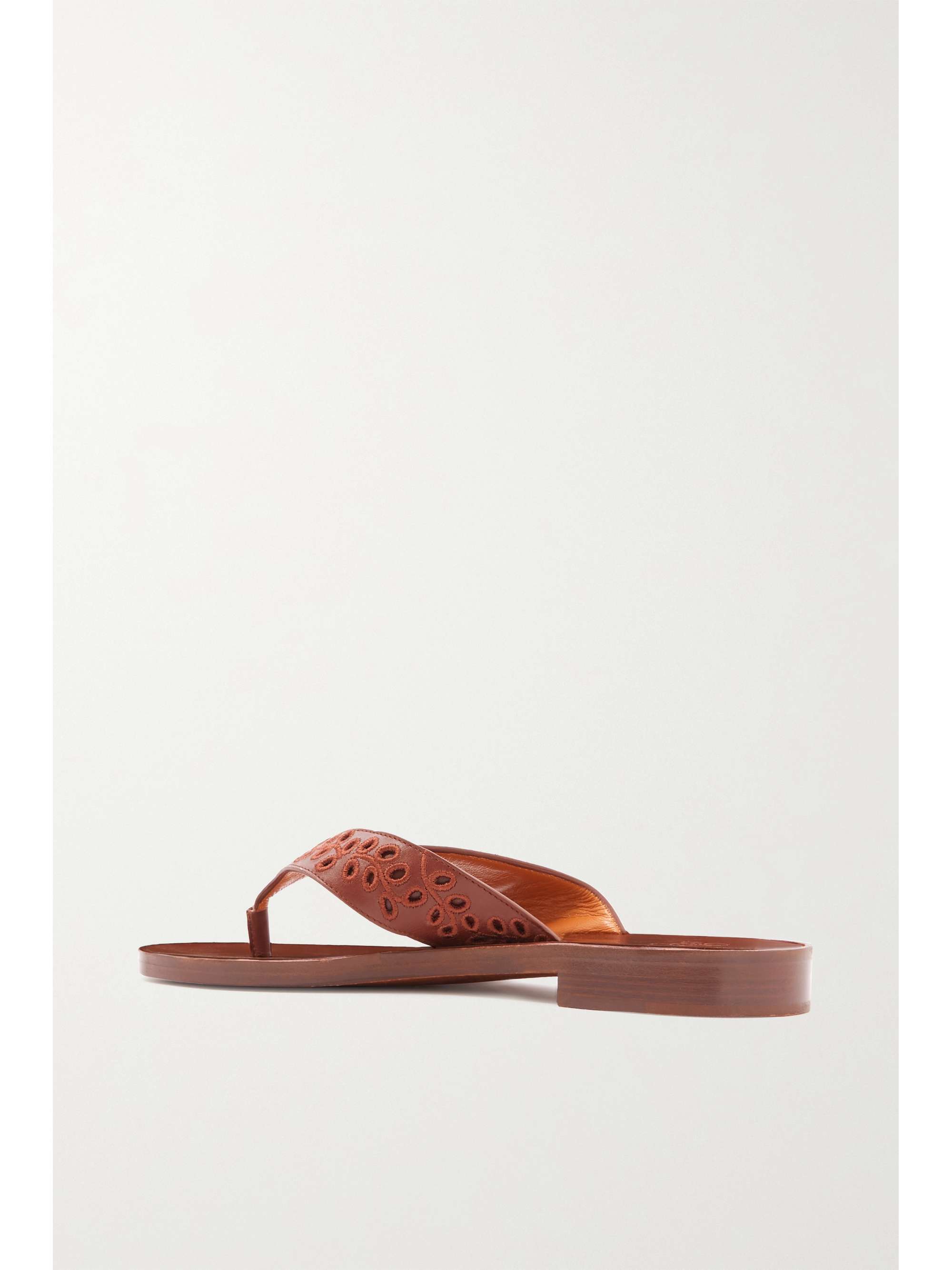 CHLOÉ + NET SUSTAIN + Eres broderie anglaise leather flip flops