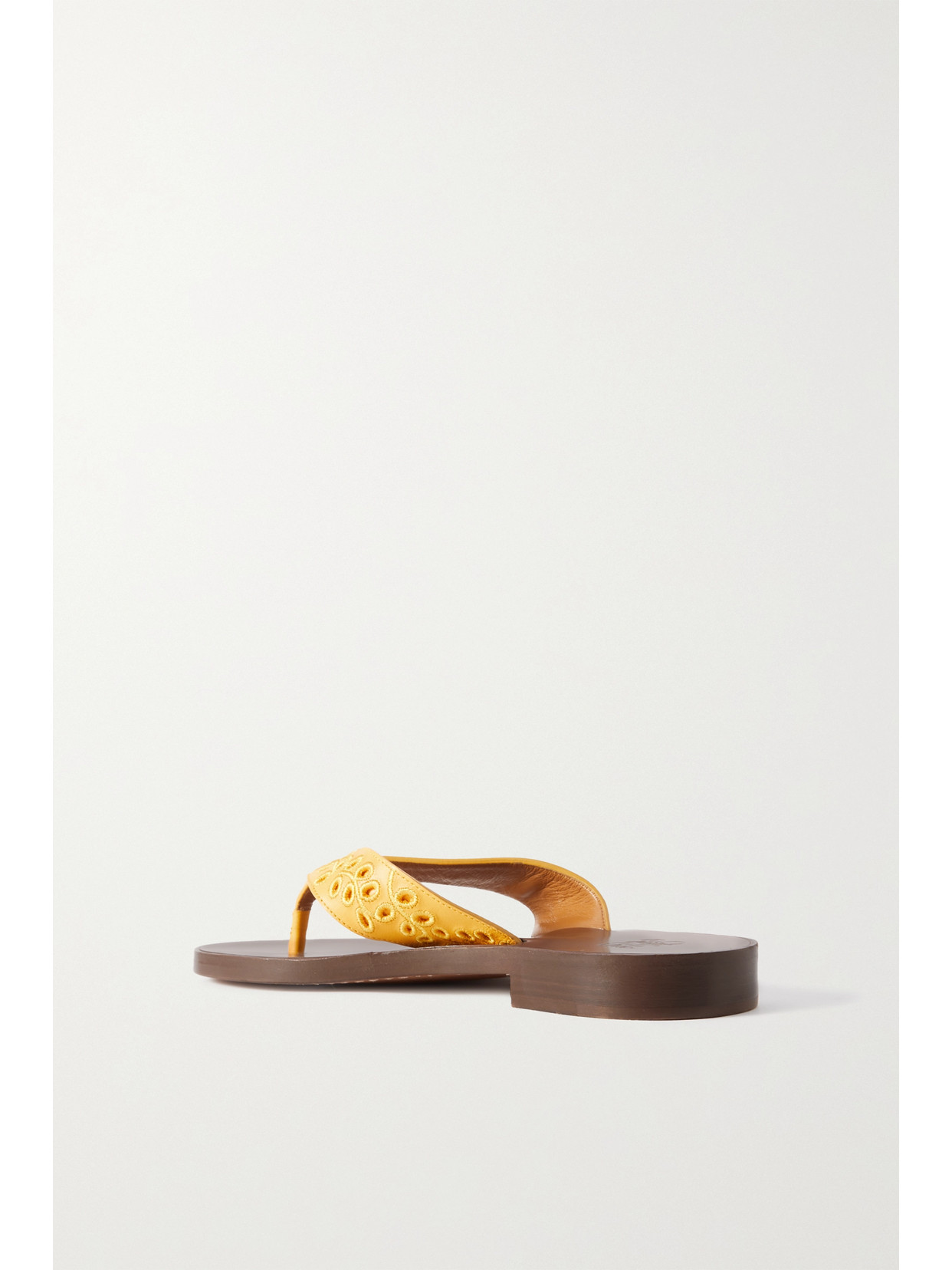 Chloé + Net Sustain + Eres Broderie Anglaise Leather Flip Flops In Yellow