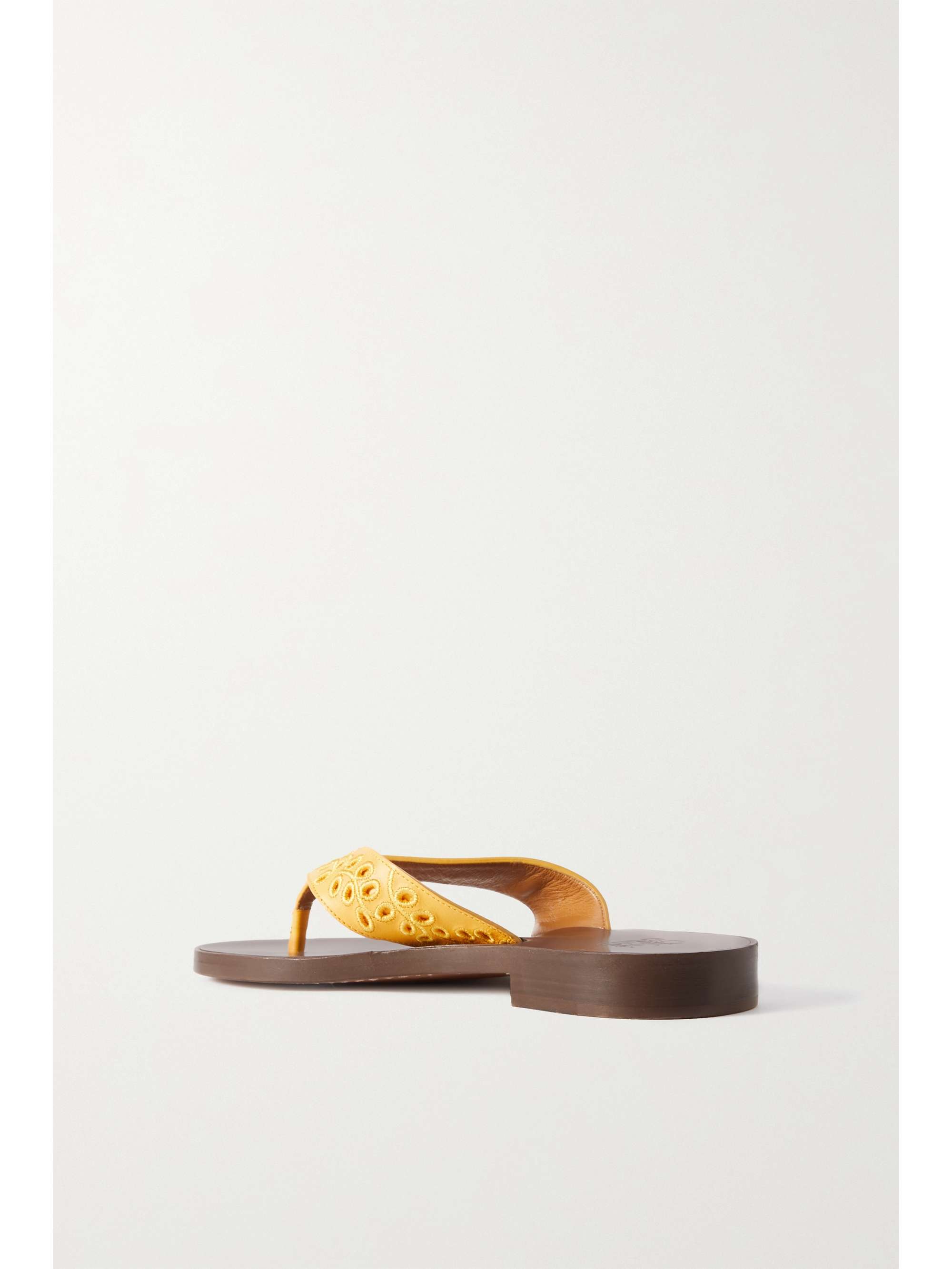CHLOÉ + NET SUSTAIN + Eres broderie anglaise leather flip flops