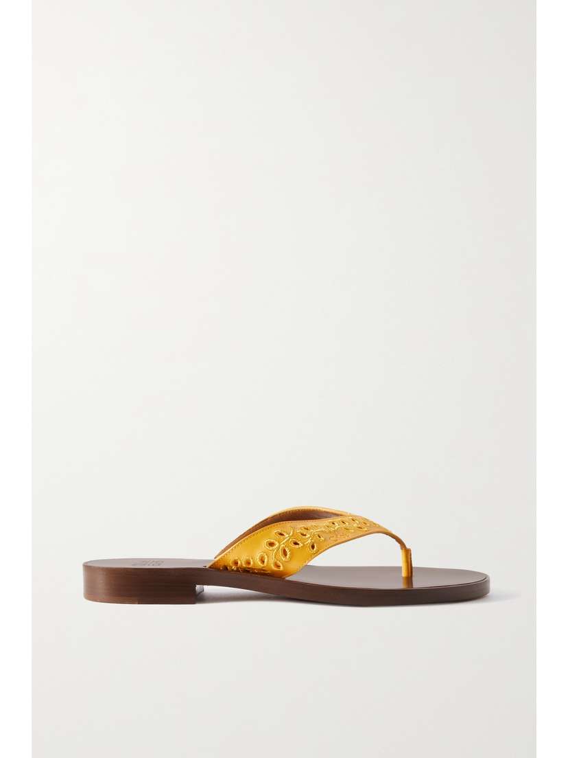Chloé + Net Sustain + Eres Broderie Anglaise Leather Flip Flops