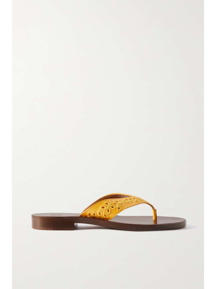 Leather Flip Flops Yellow