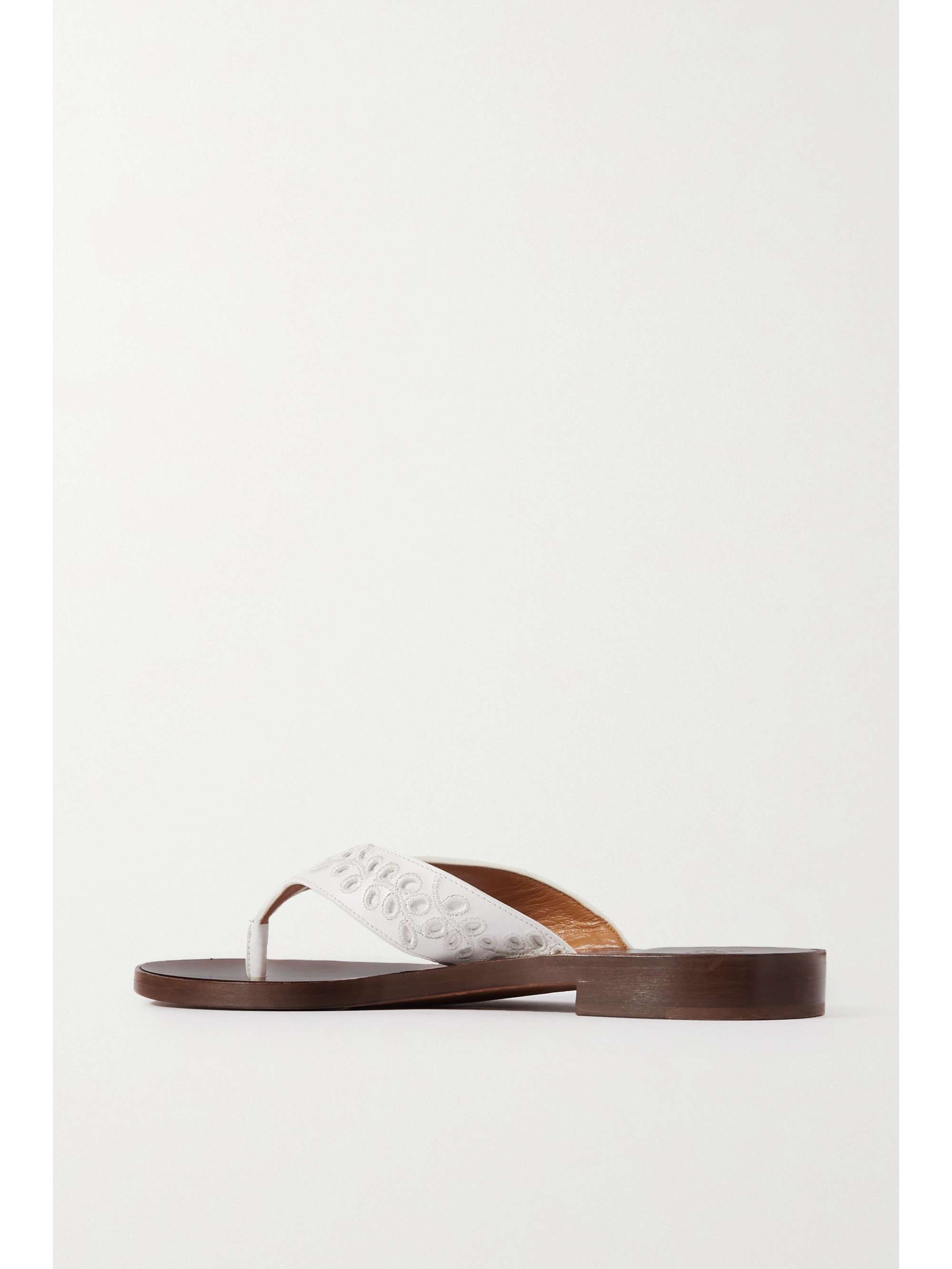 CHLOÉ + NET SUSTAIN + Eres broderie anglaise leather flip flops