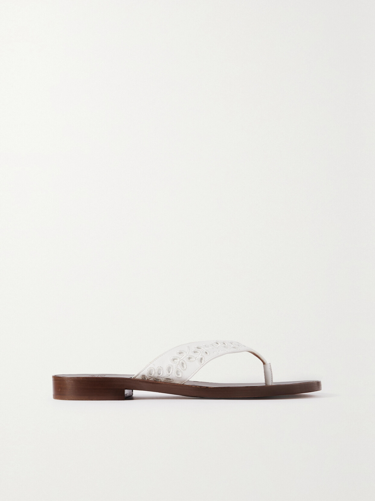 Chloé + Net Sustain + Eres Broderie Anglaise Leather Flip Flops In White