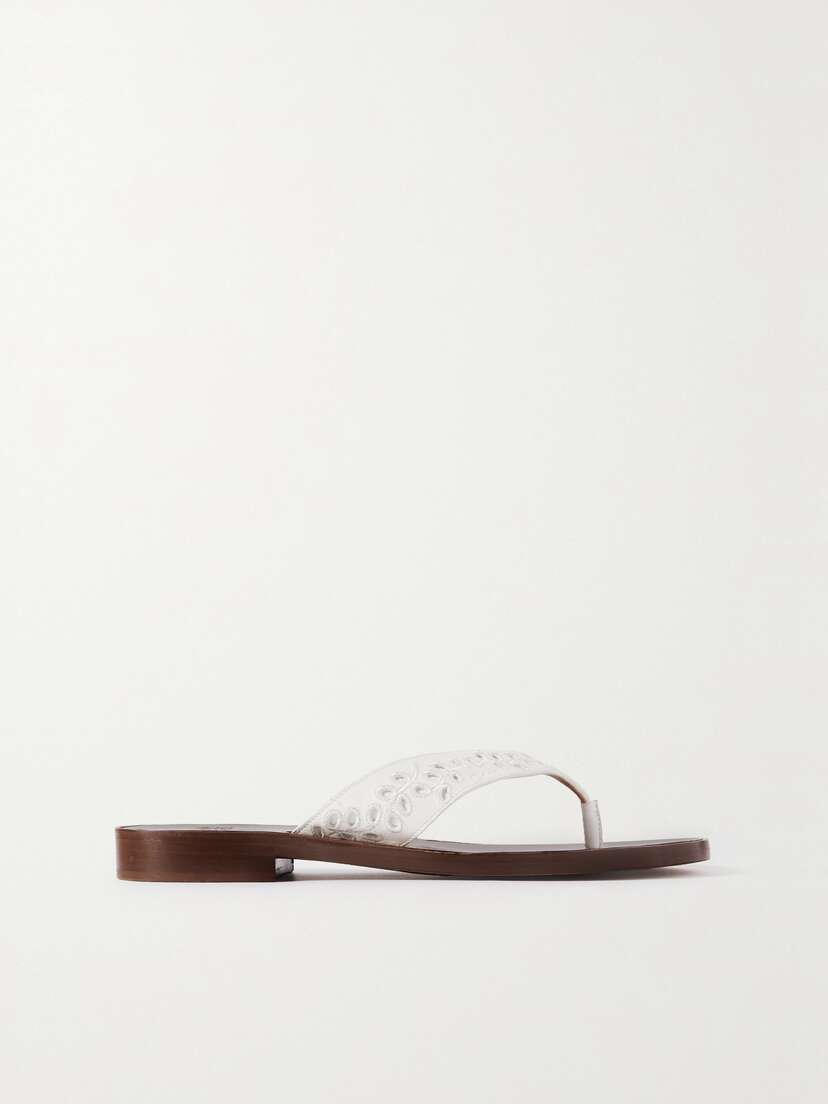 Chloé + Net Sustain + Eres Broderie Anglaise Leather Flip Flops