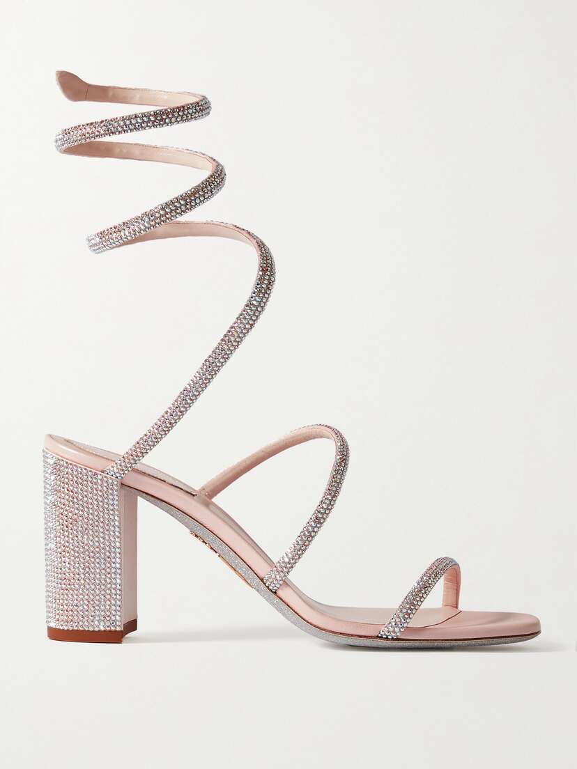 René Caovilla Crystal-embellished Satin Sandals