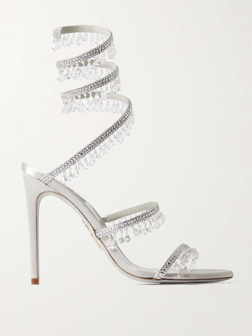 René Caovilla Cleo Crystal-embellished Satin Sandals