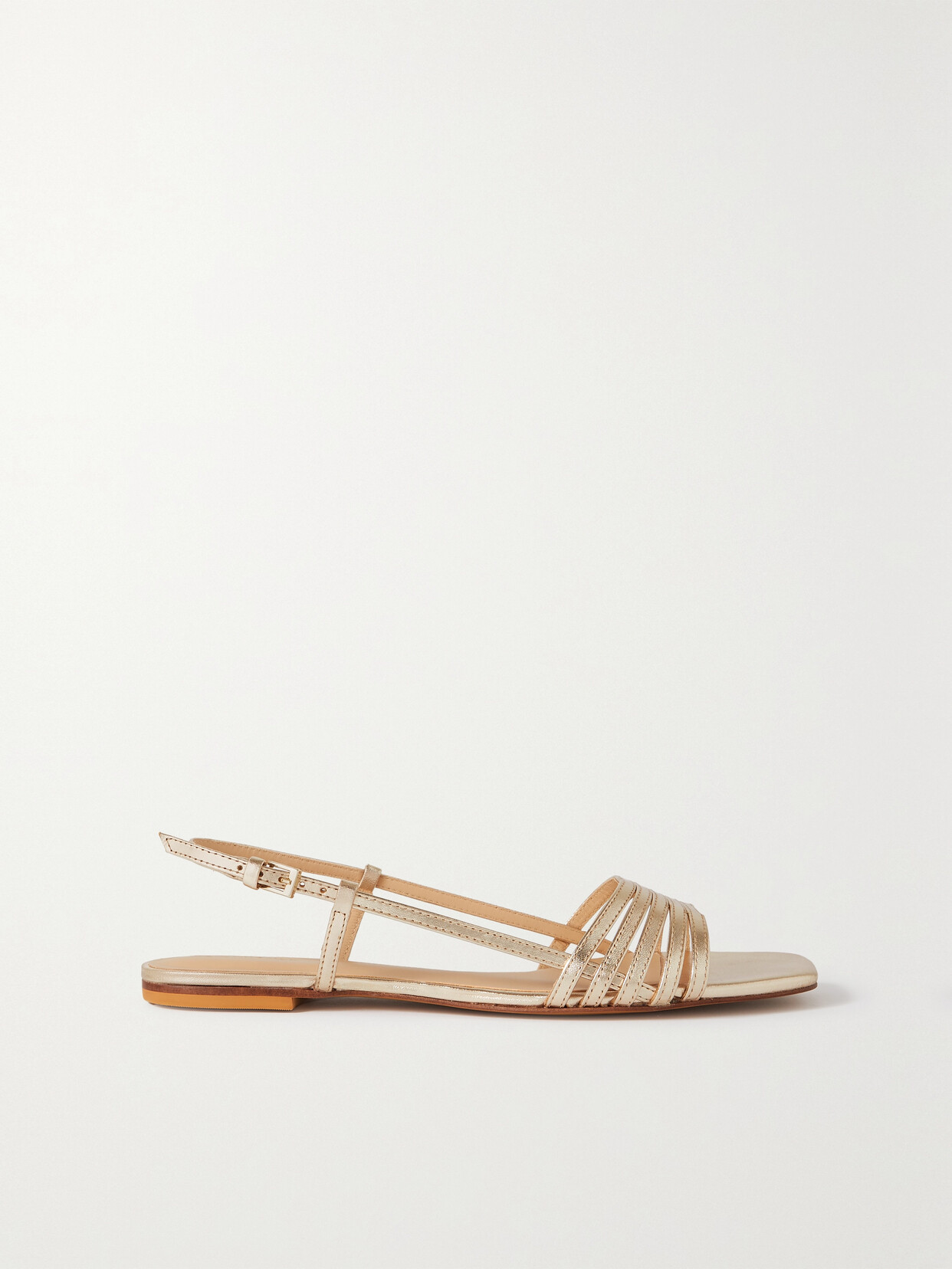 Reformation + Net Sustain Millie Metallic Leather Slingback Sandals In Gold