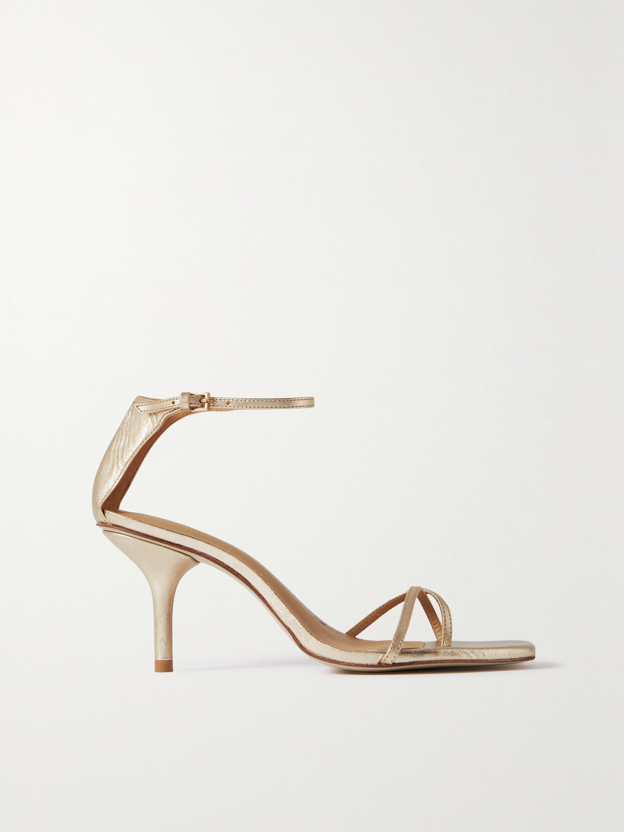 Reformation + Net Sustain Gigi Metallic Leather Sandals - Gold