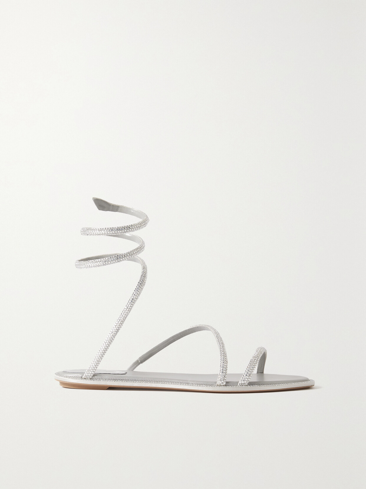 René Caovilla Crystal-embellished Satin Sandals In Gray