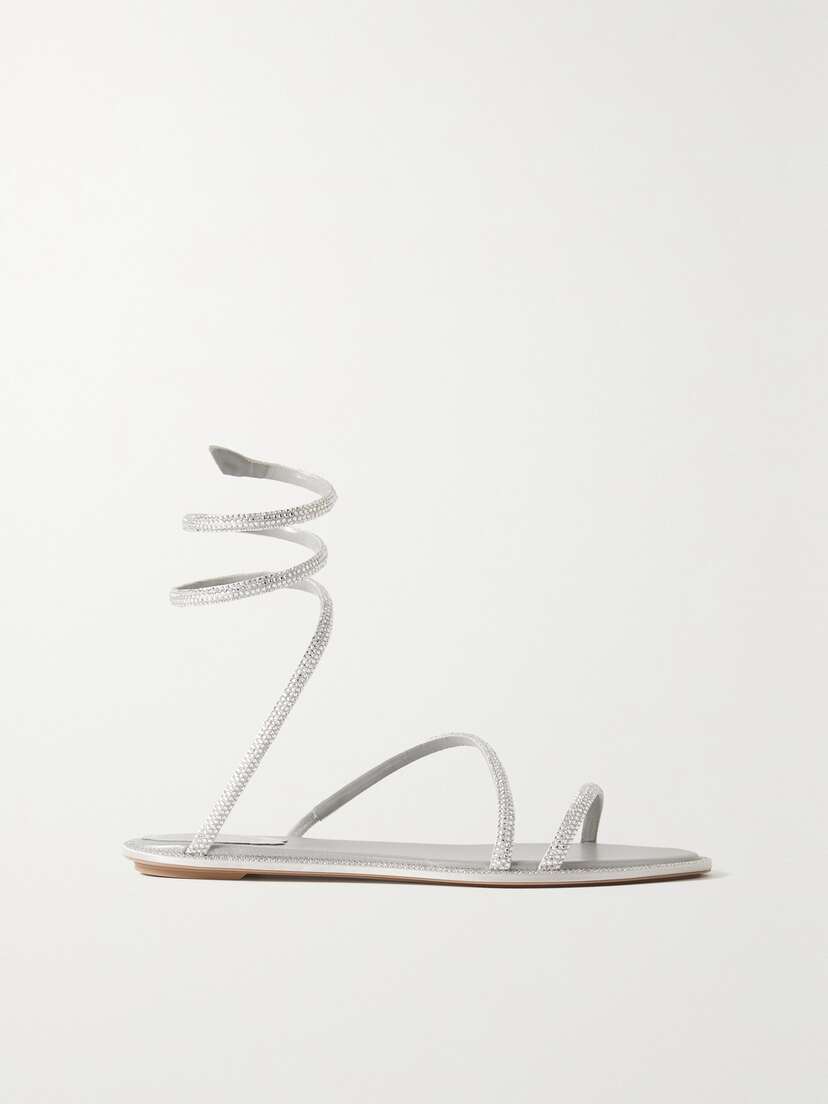 René Caovilla Crystal-embellished Satin Sandals