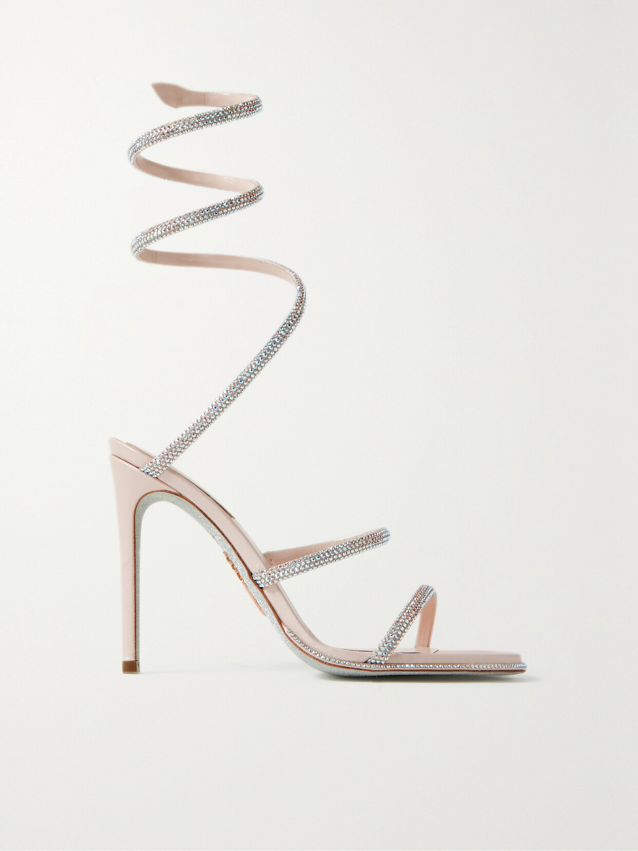 René Caovilla Cleo Crystal-embellished Satin Sandals - Ecru