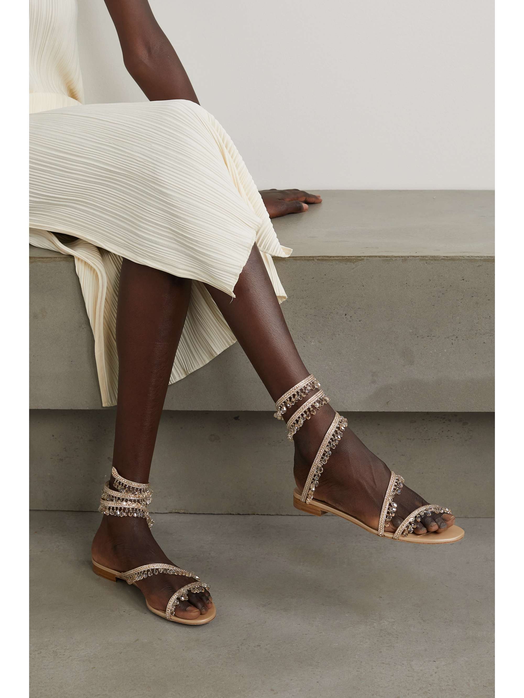 RENÉ CAOVILLA Crystal-embellished satin sandals