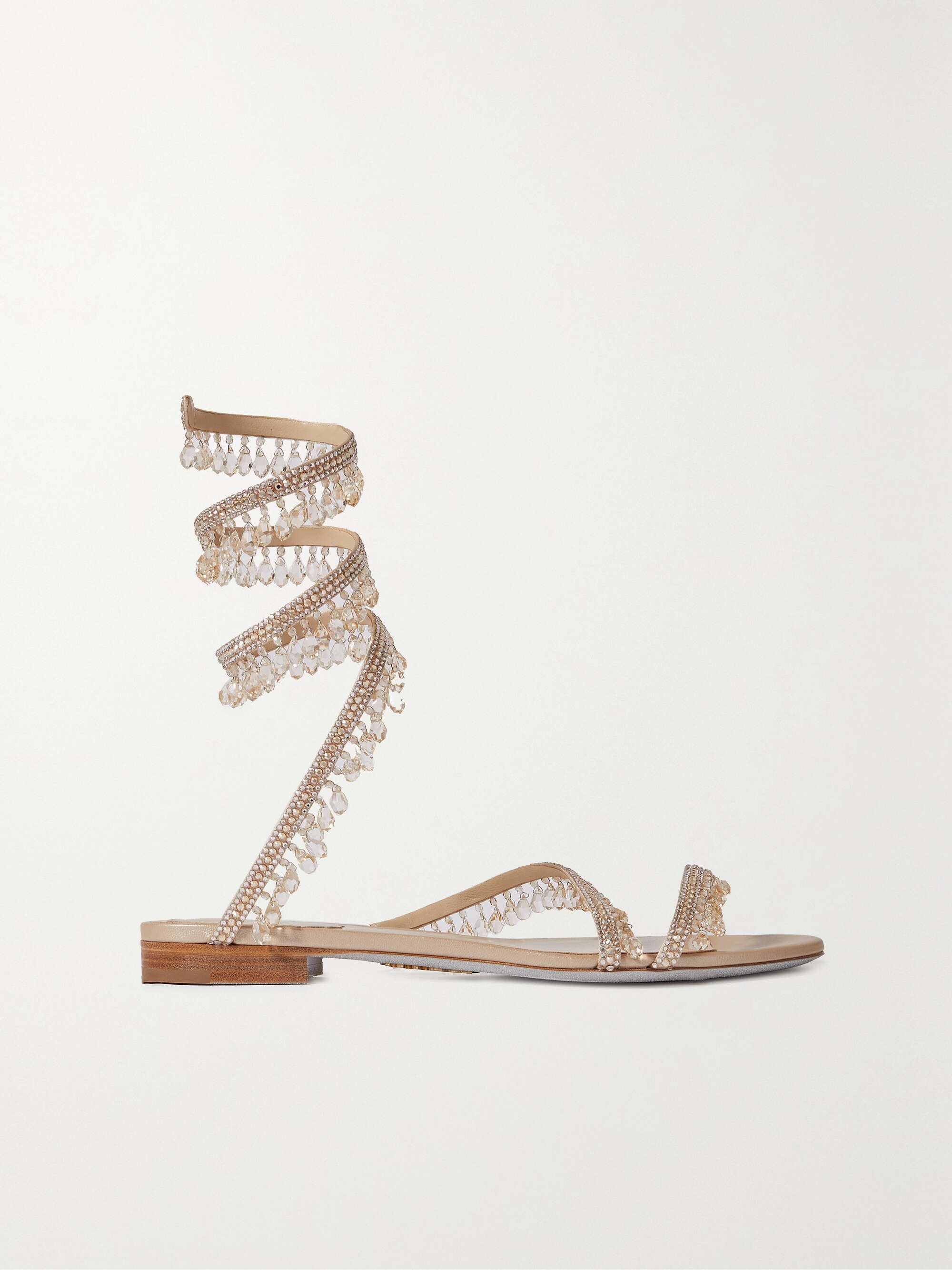 RENÉ CAOVILLA Crystal-embellished satin sandals | NET-A-PORTER