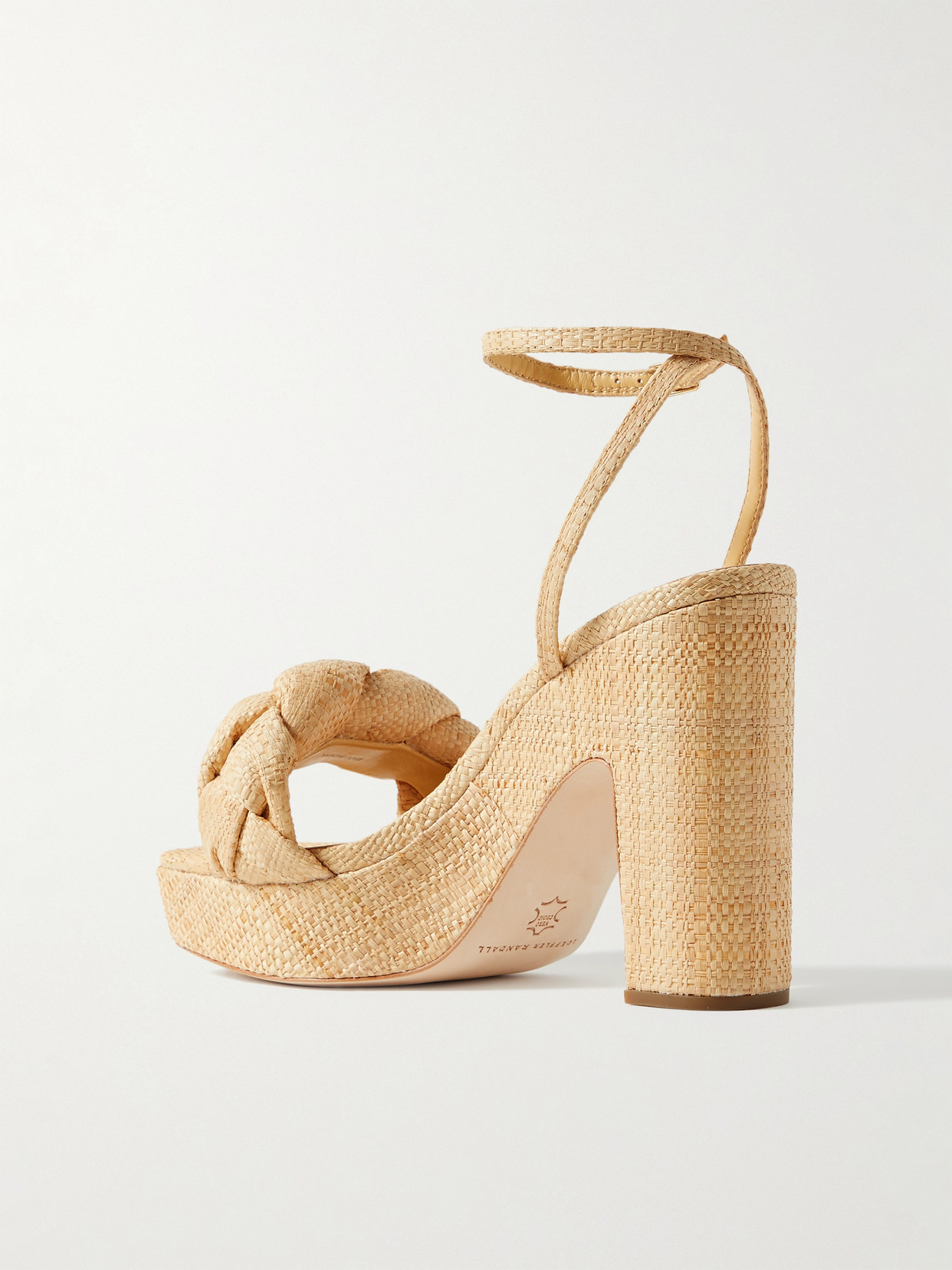 Shop Loeffler Randall Fae Braided Raffia Platform Sandals In Neutrals