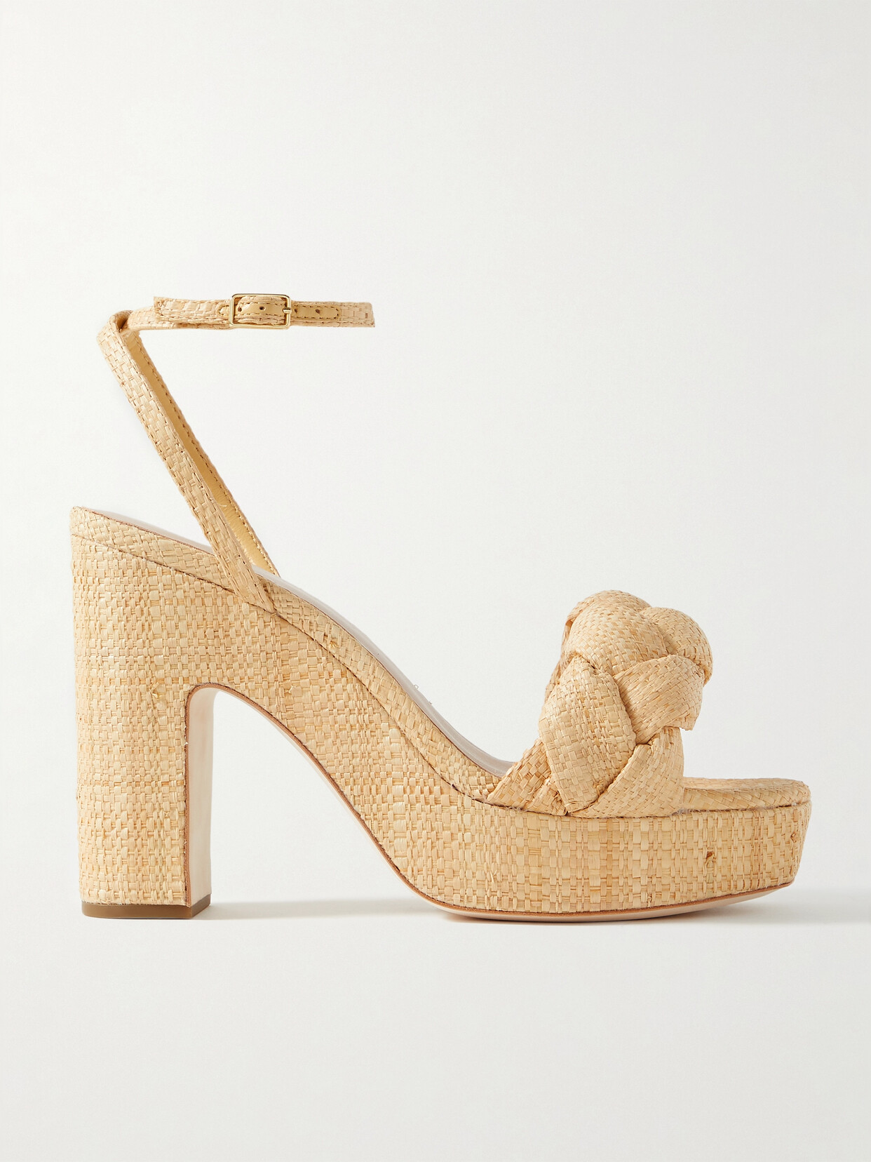 Shop Loeffler Randall Fae Braided Raffia Platform Sandals In Neutrals