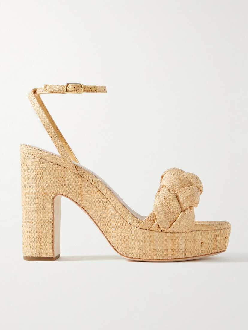 Loeffler Randall Fae Braided Raffia Platform Sandals